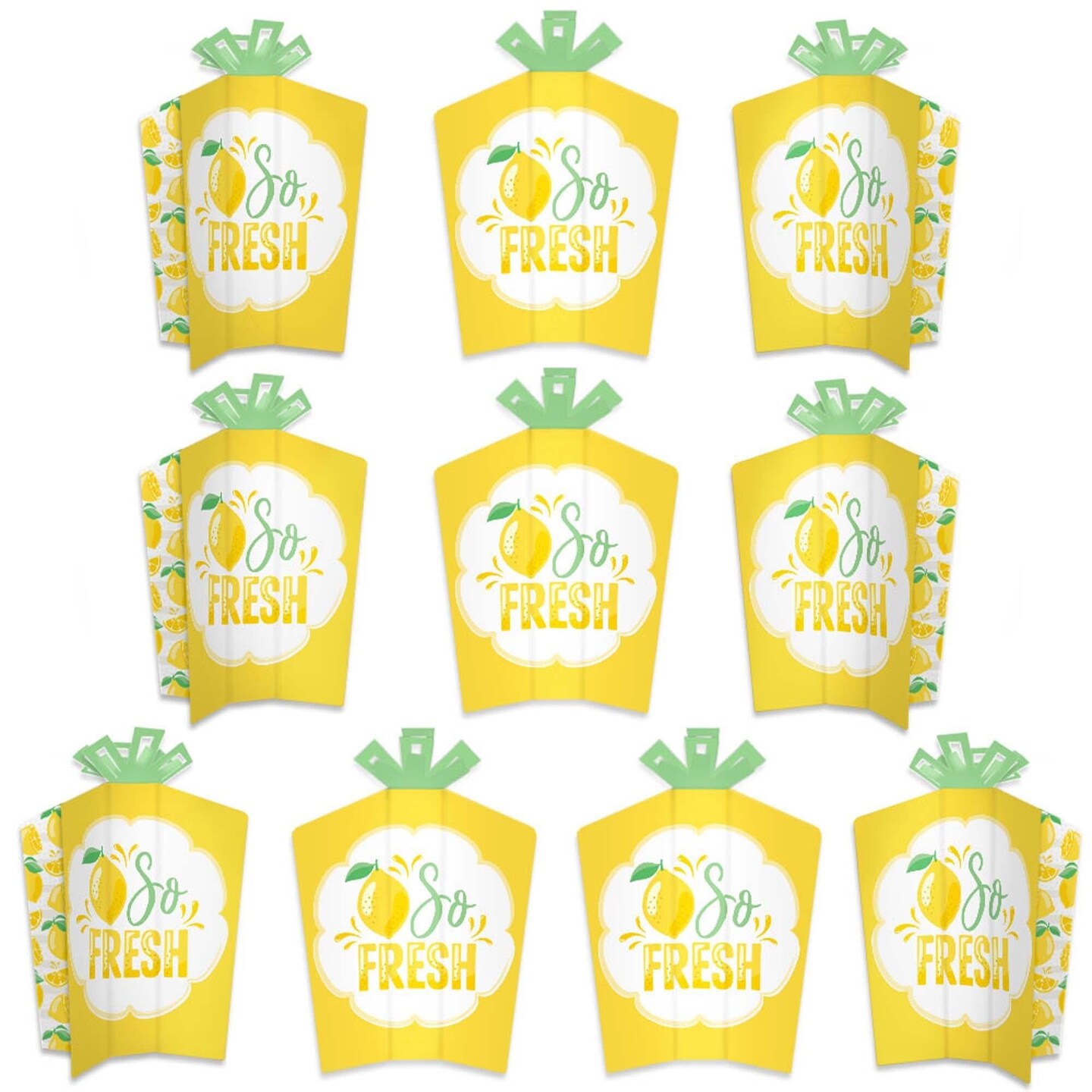 Big Dot of Happiness So Fresh - Lemon - Table Decorations - Citrus Lemonade Party Fold and Flare Centerpieces - 10 Count