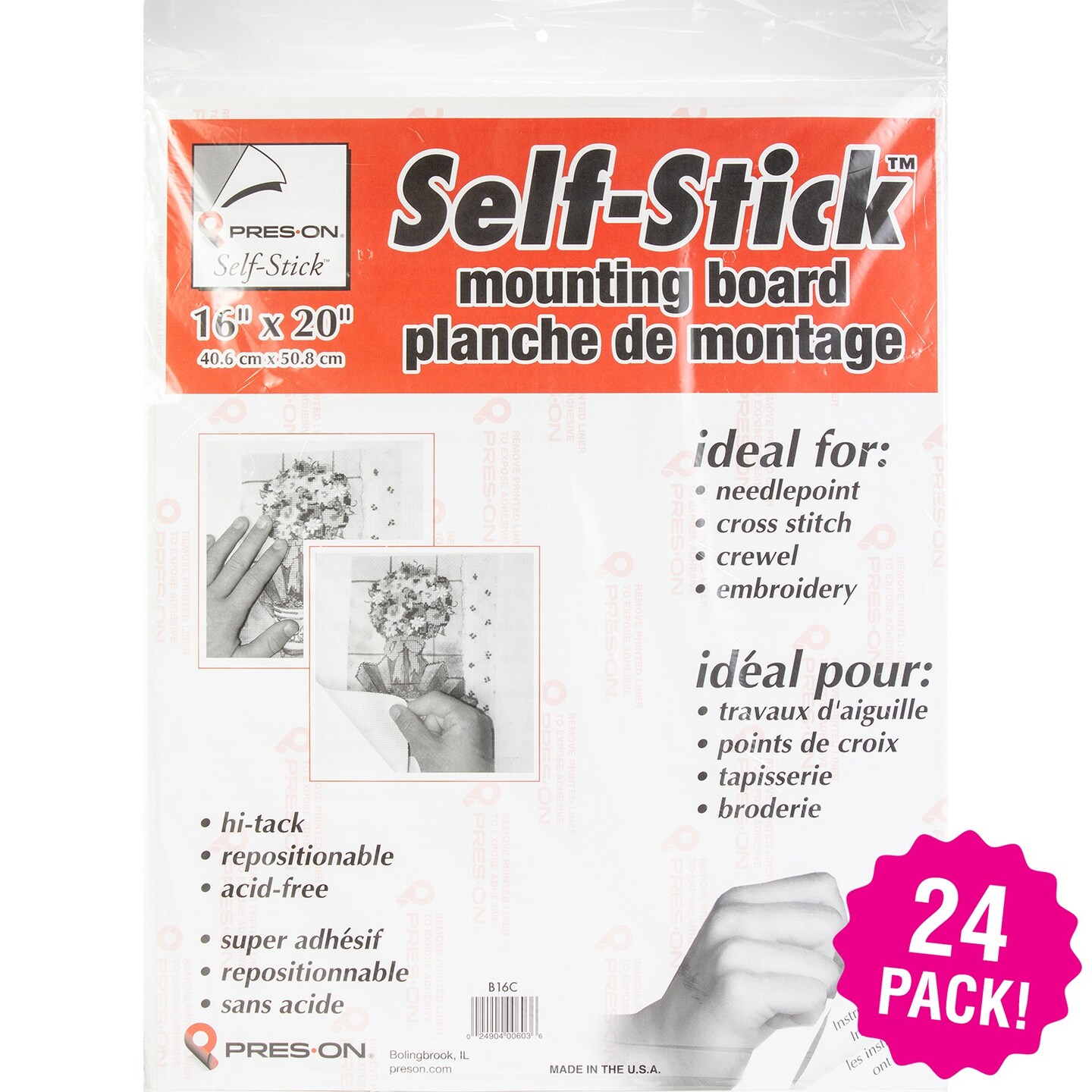 Multipack of 24 - Pres-On Mounting Board 16&#x22;X20&#x22;