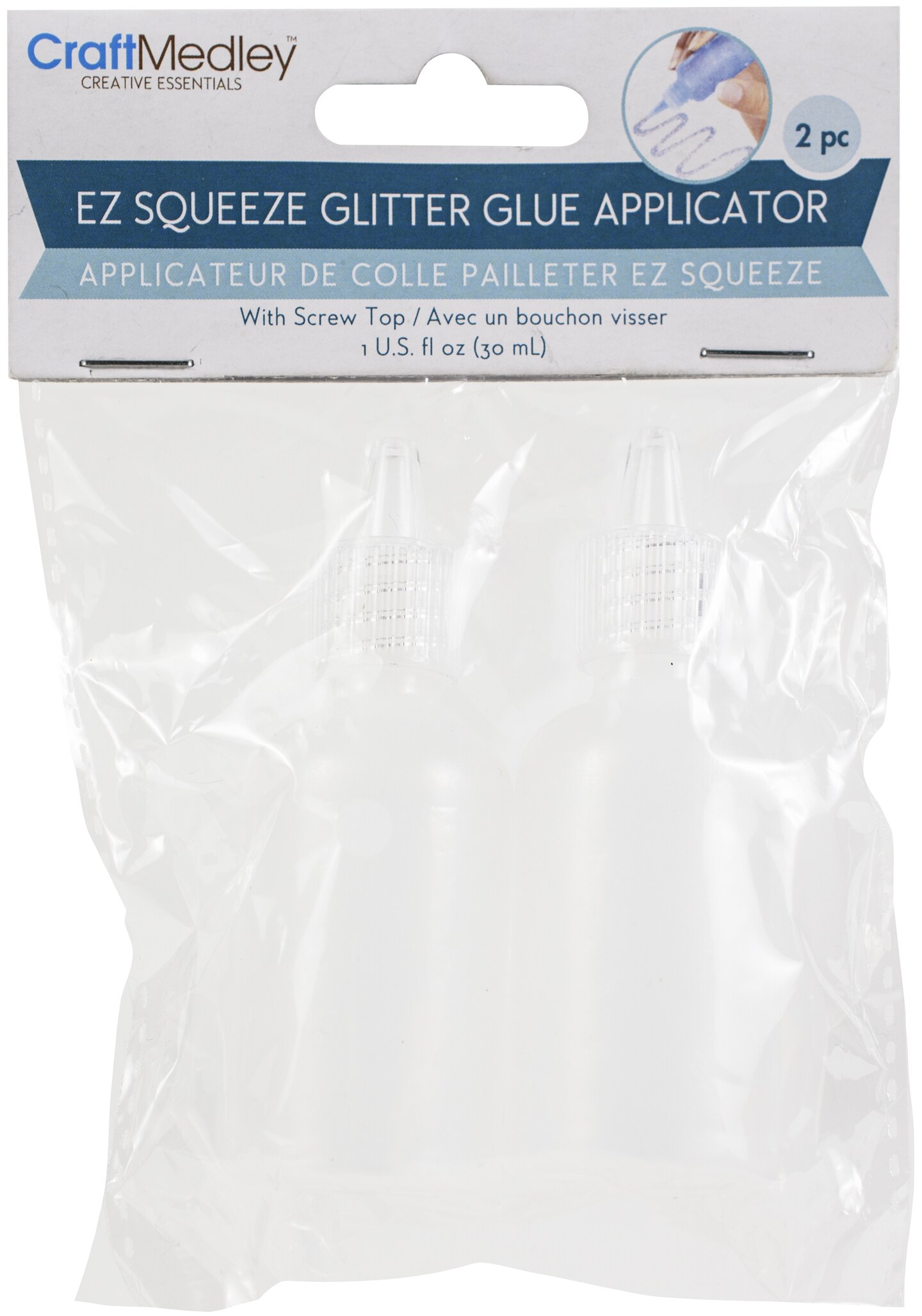 Craft Medley Empty Glitter Glue Applicator Bottle 2/Pkg-30ml