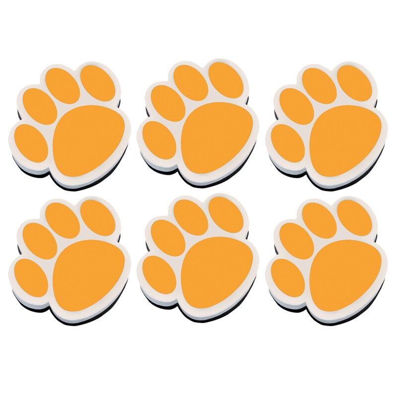 Magnetic Whiteboard Eraser, Gold Paw, Pack Of 6
