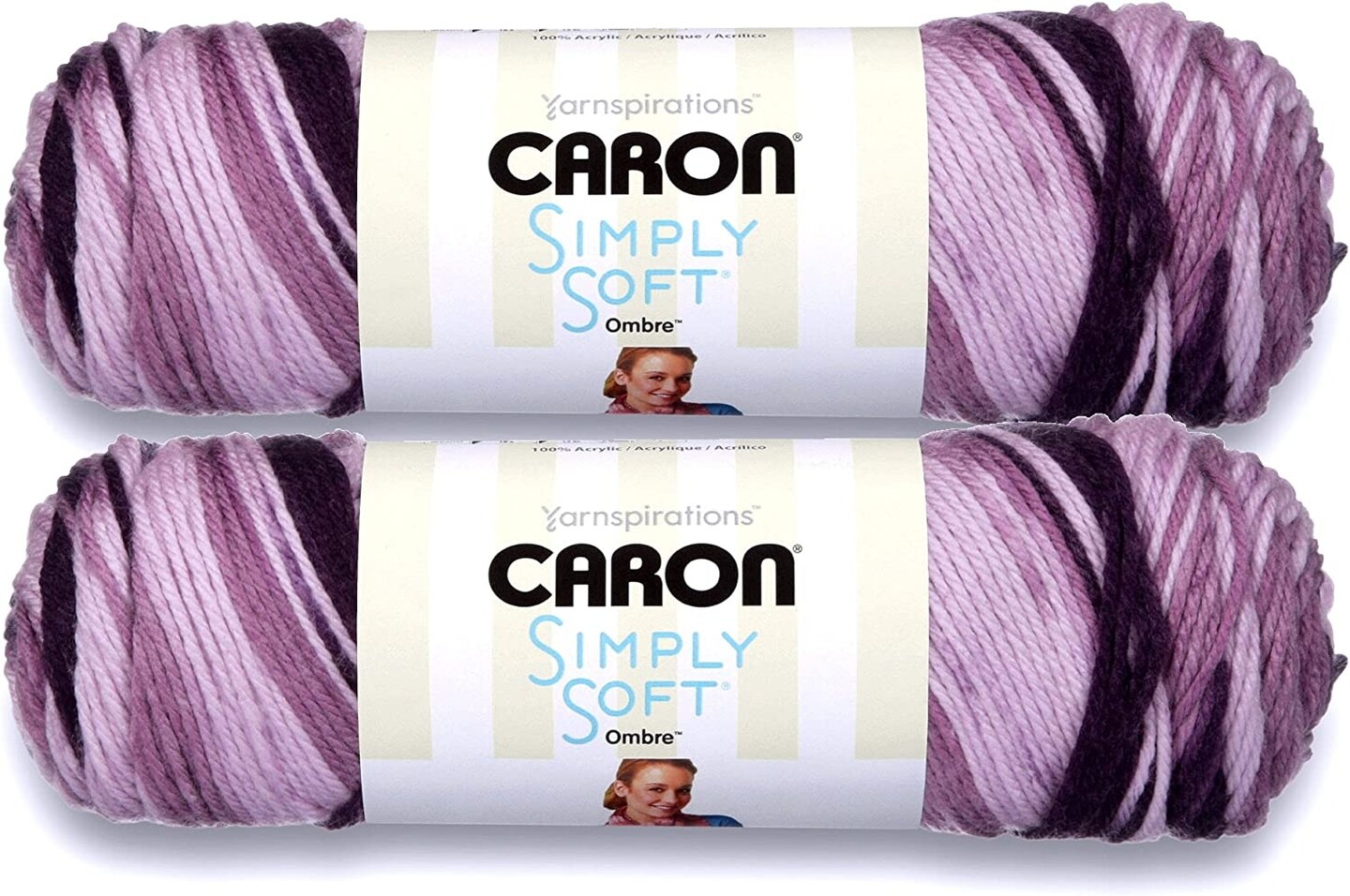 (Pack of 2) Caron Simply Soft Ombres Yarn-Grape Purple