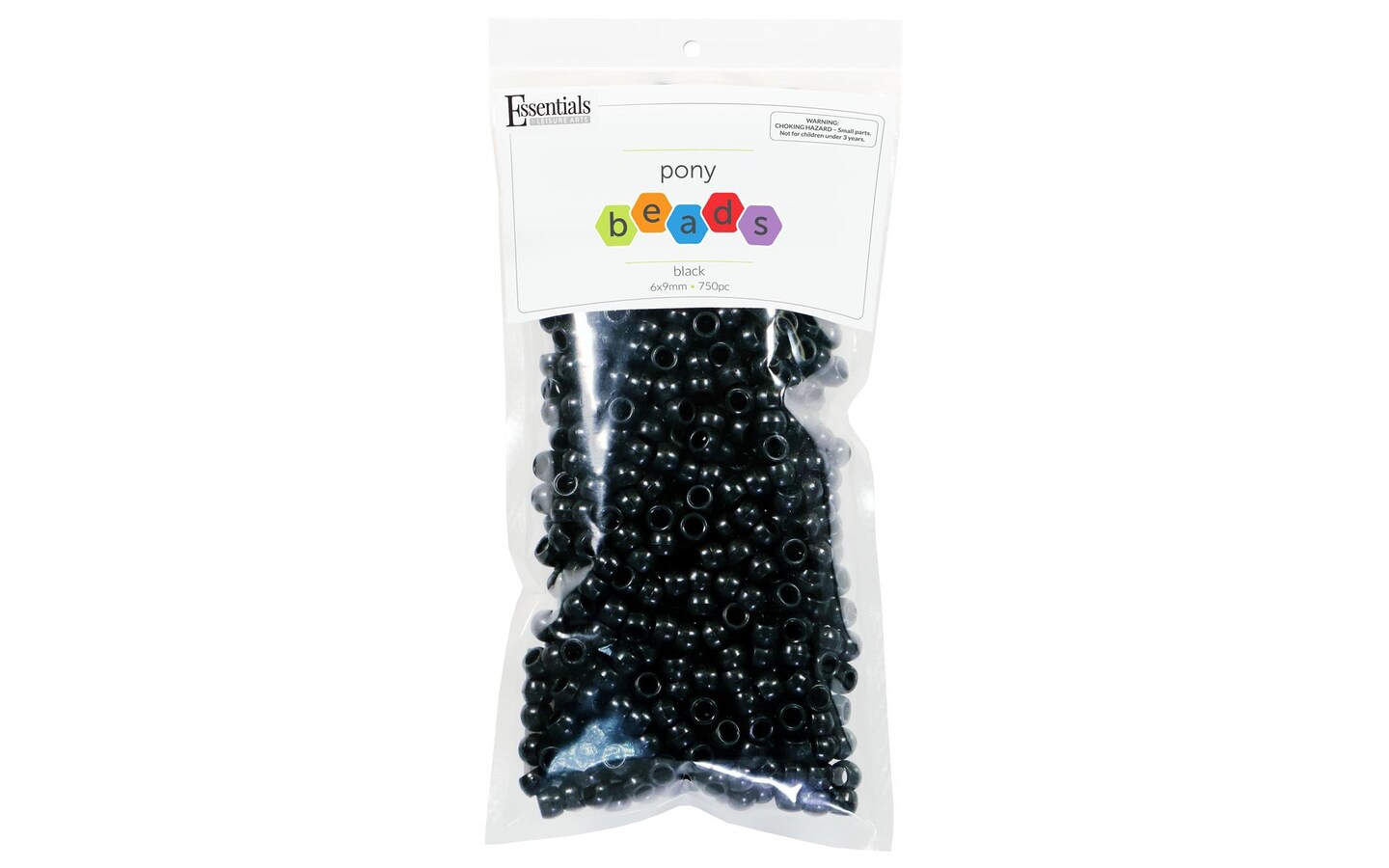 Essentials by Leisure Arts Pony Bead 6mm x 9mm Neutral Black Opaque Plastic Pony  Beads Bulk 750 pieces for Arts, Crafts, Bracelet, Necklace, Jewelry Making,  Earring, Hair Braiding