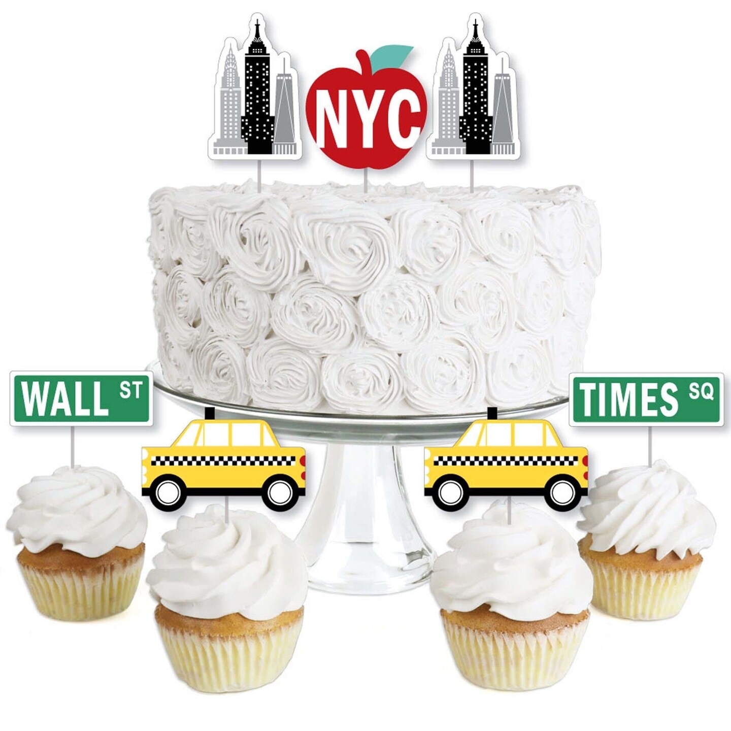 Big Dot of Happiness NYC Cityscape - Dessert Cupcake Toppers - New York City Party Clear Treat Picks - Set of 24