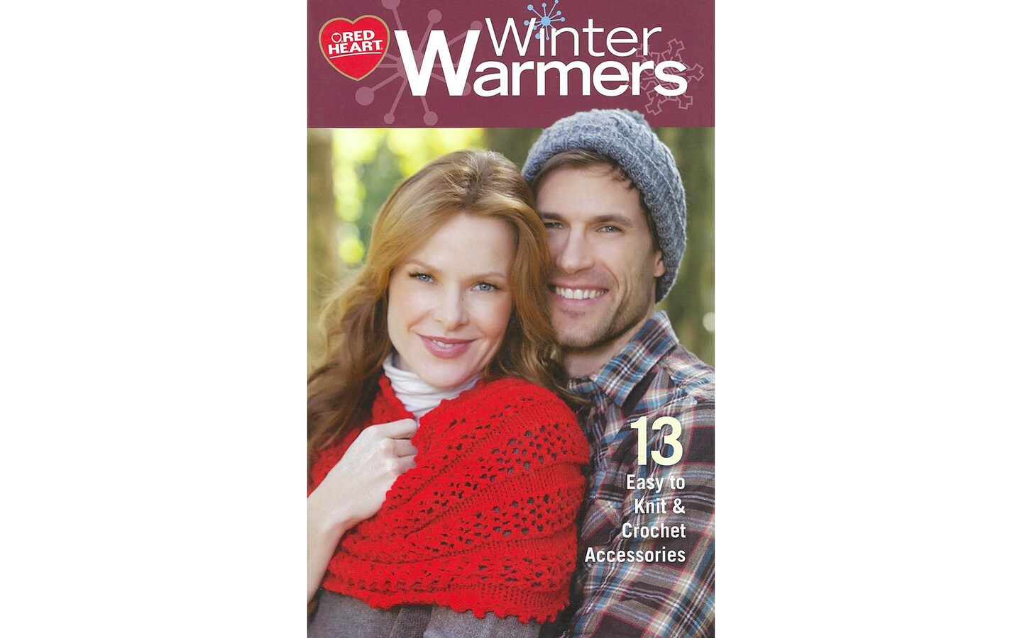 Coats &#x26; Clark Winter Warmers Knit &#x26; Crochet Book, contains instructions and patterns for 13 easy winter accessories including hats, headband, scarves and mittens