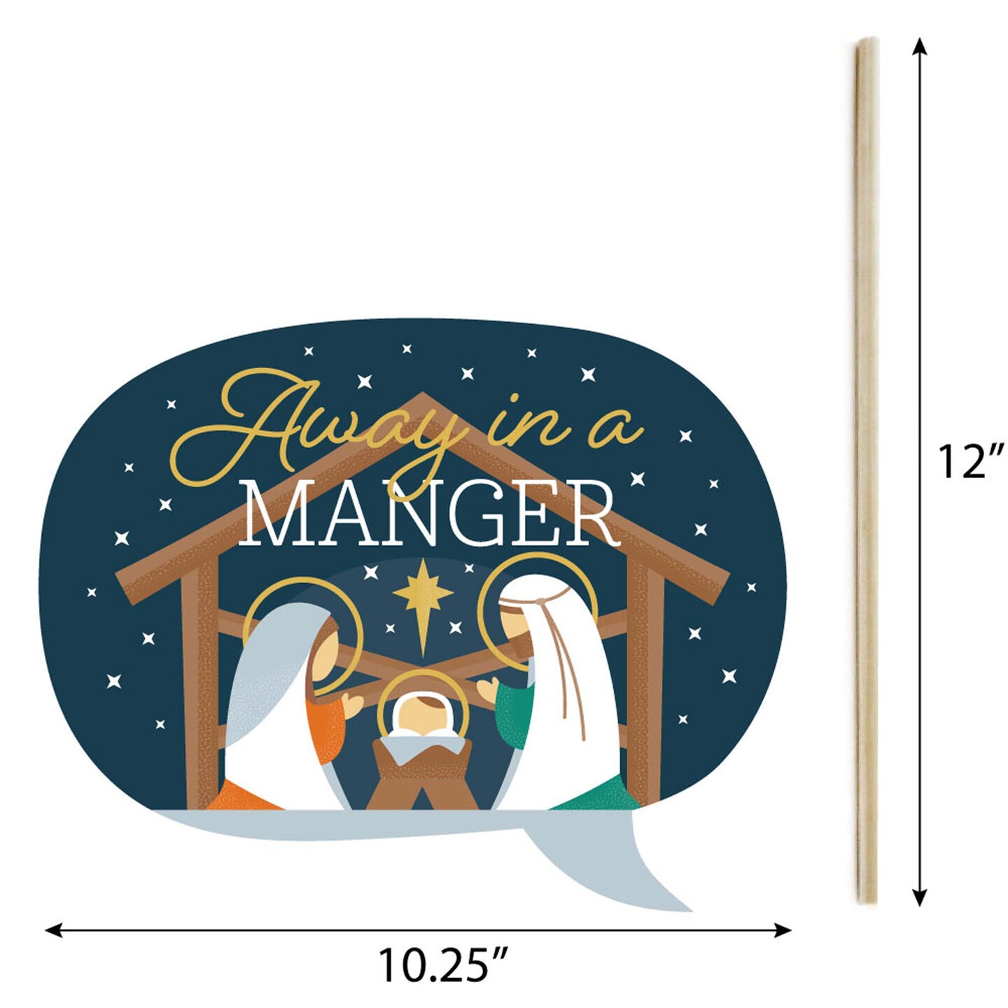 Big Dot of Happiness Holy Nativity - Manger Scene Religious Christmas Photo Booth Props Kit - 20 Count