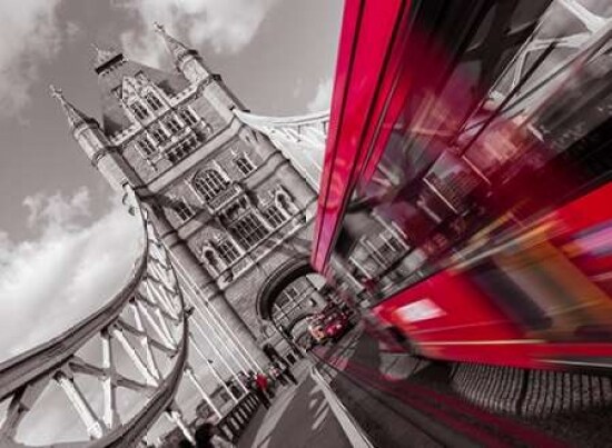 England, London, Double-Decker bus on tower bridge Poster Print by  Assaf Frank - Item # VARPDXAF20080401195C01
