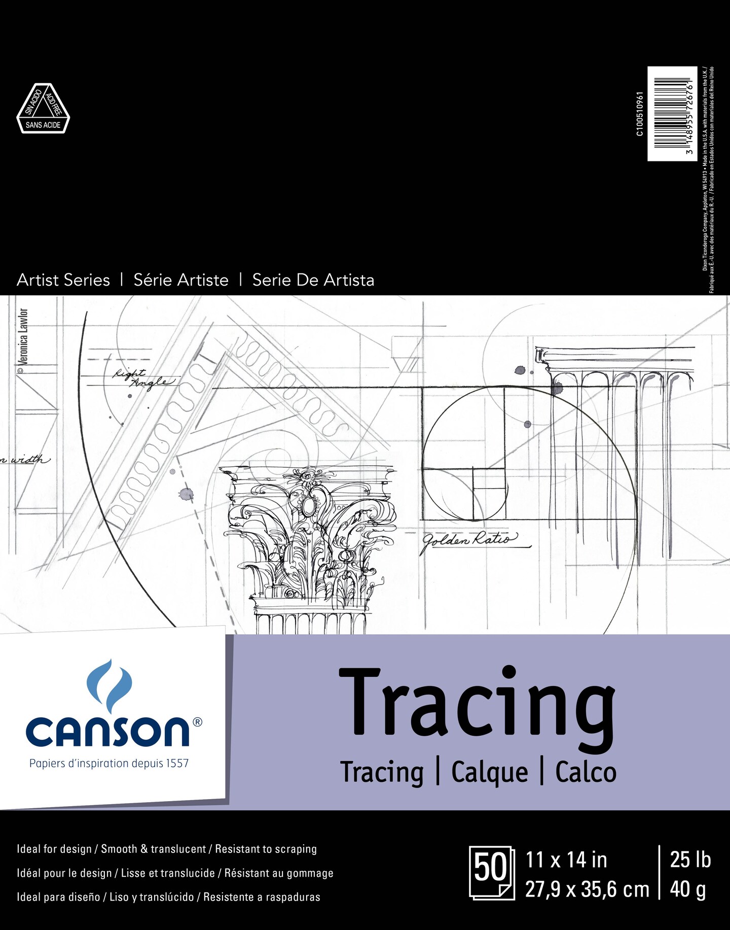 Canson Artist Series Tracing Paper Pad 11&#x22;X14&#x22;-50 Sheets