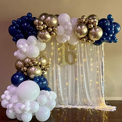 145pcs Navy Blue Balloon Garland Arch Kit, Gold White Royal Blue Balloons with Crown Foil Balloons for Boys Birthday Party Graduation Baby Shower Anniversary Celebration Party Decorations(BLUE 2)