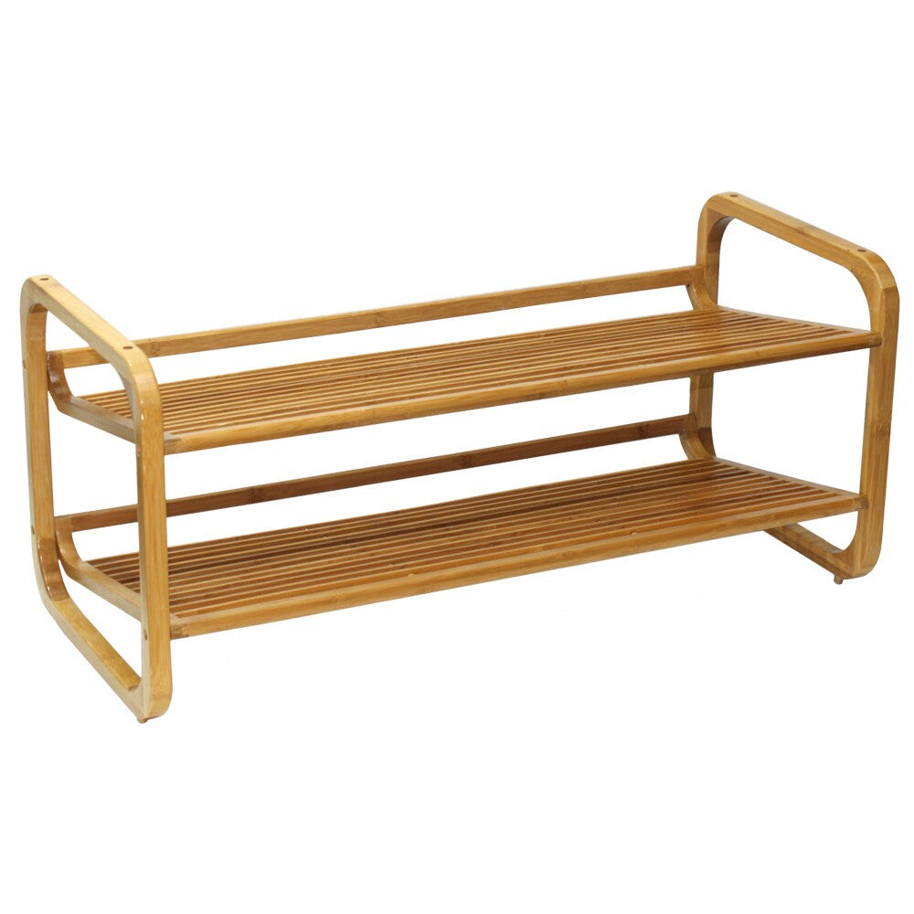 Oceanstar  2 Tier Bamboo Shoe Rack, Rounded