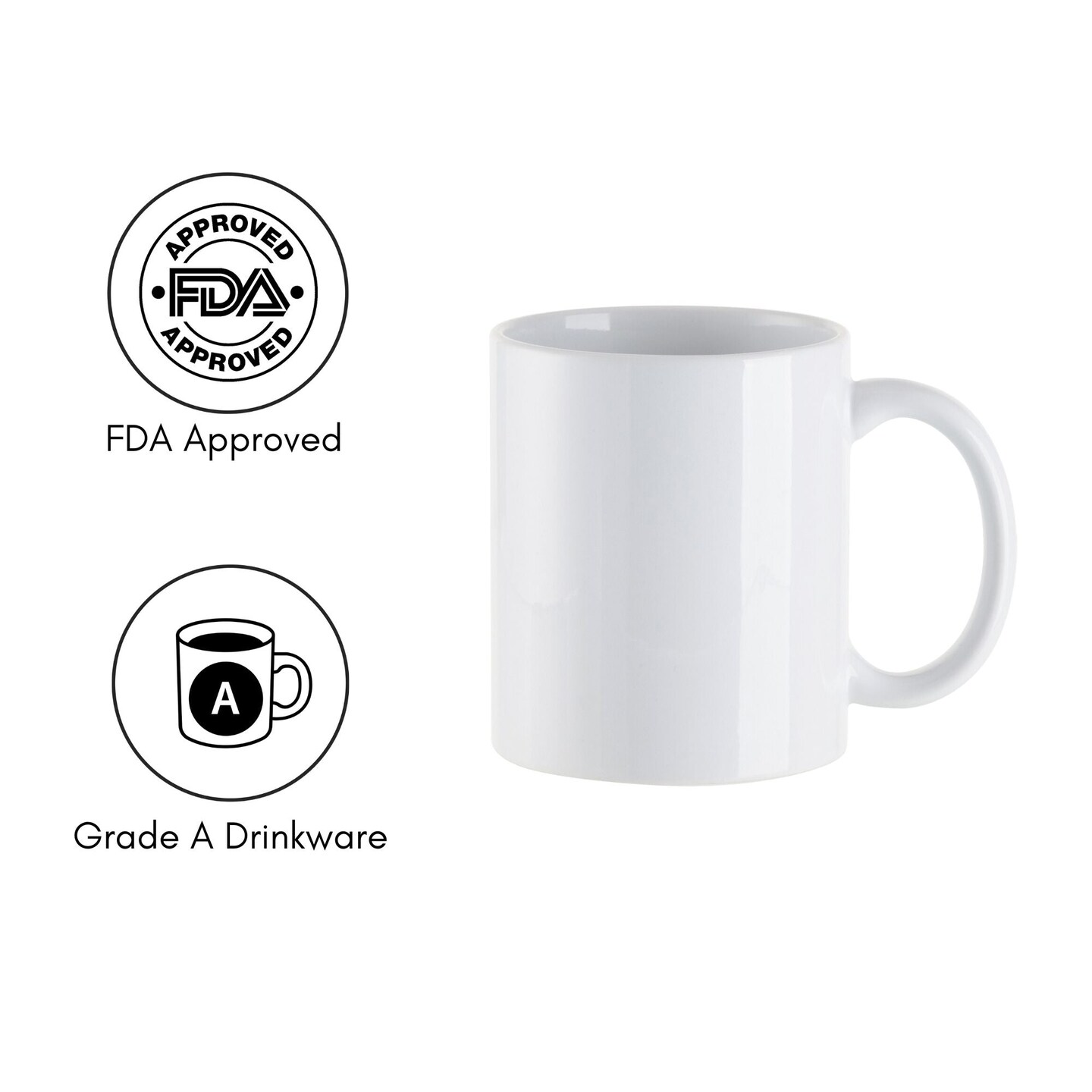 11oz White Ceramic Sublimation Mugs - 6 Pack