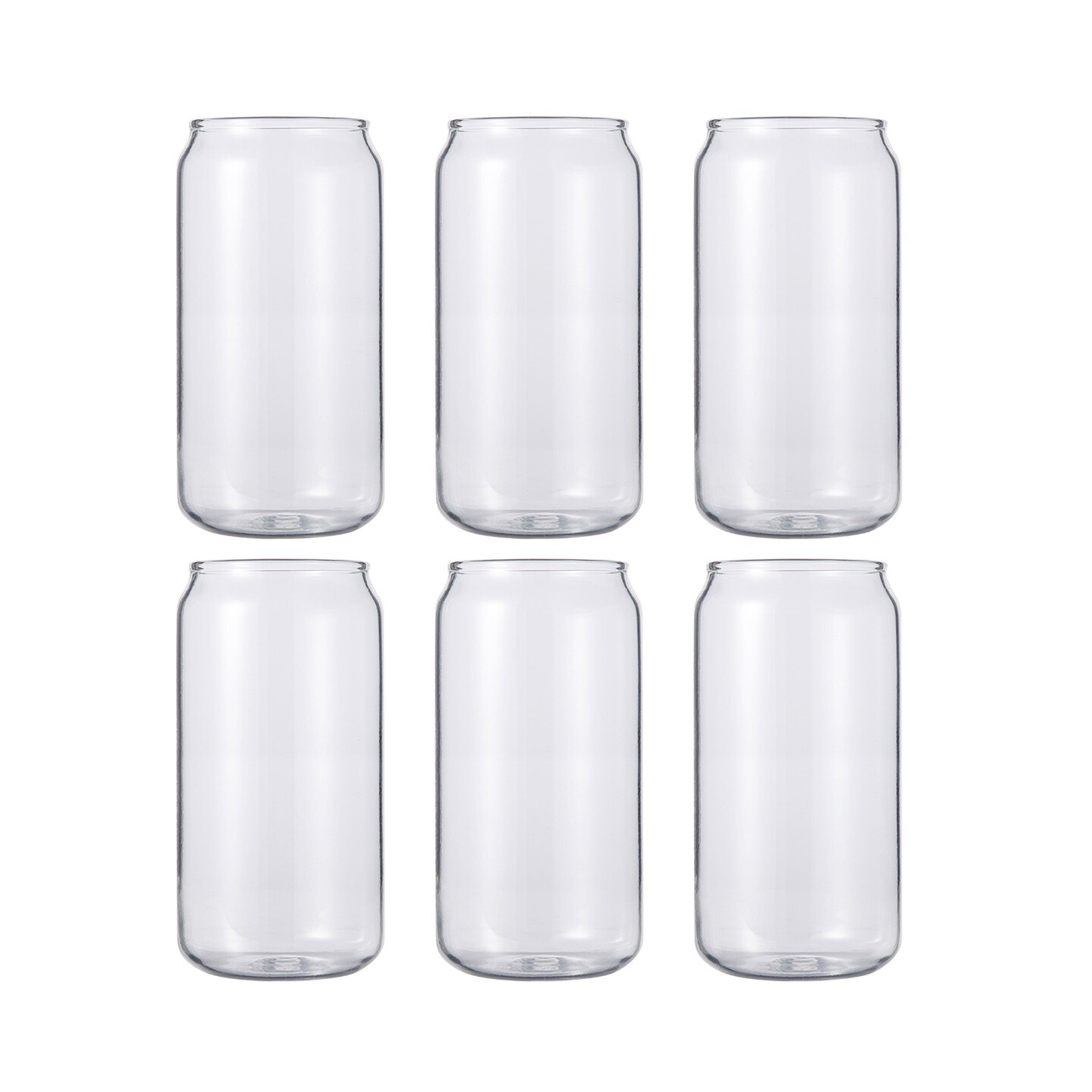 Craft Express 6 Pack 18oz Frosted Glass Can-Shaped Mugs with