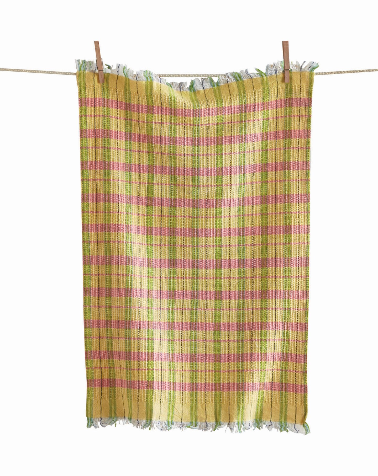 Yellow Plaid Dish Towel with Fringe + Reviews