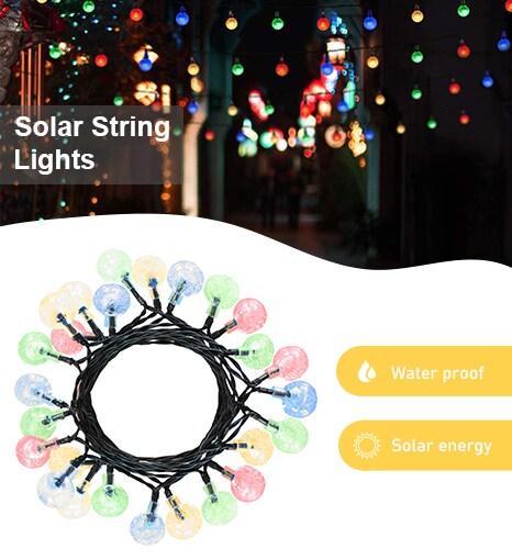 Perfect Holiday 60 LED Solar String Bulb Lights