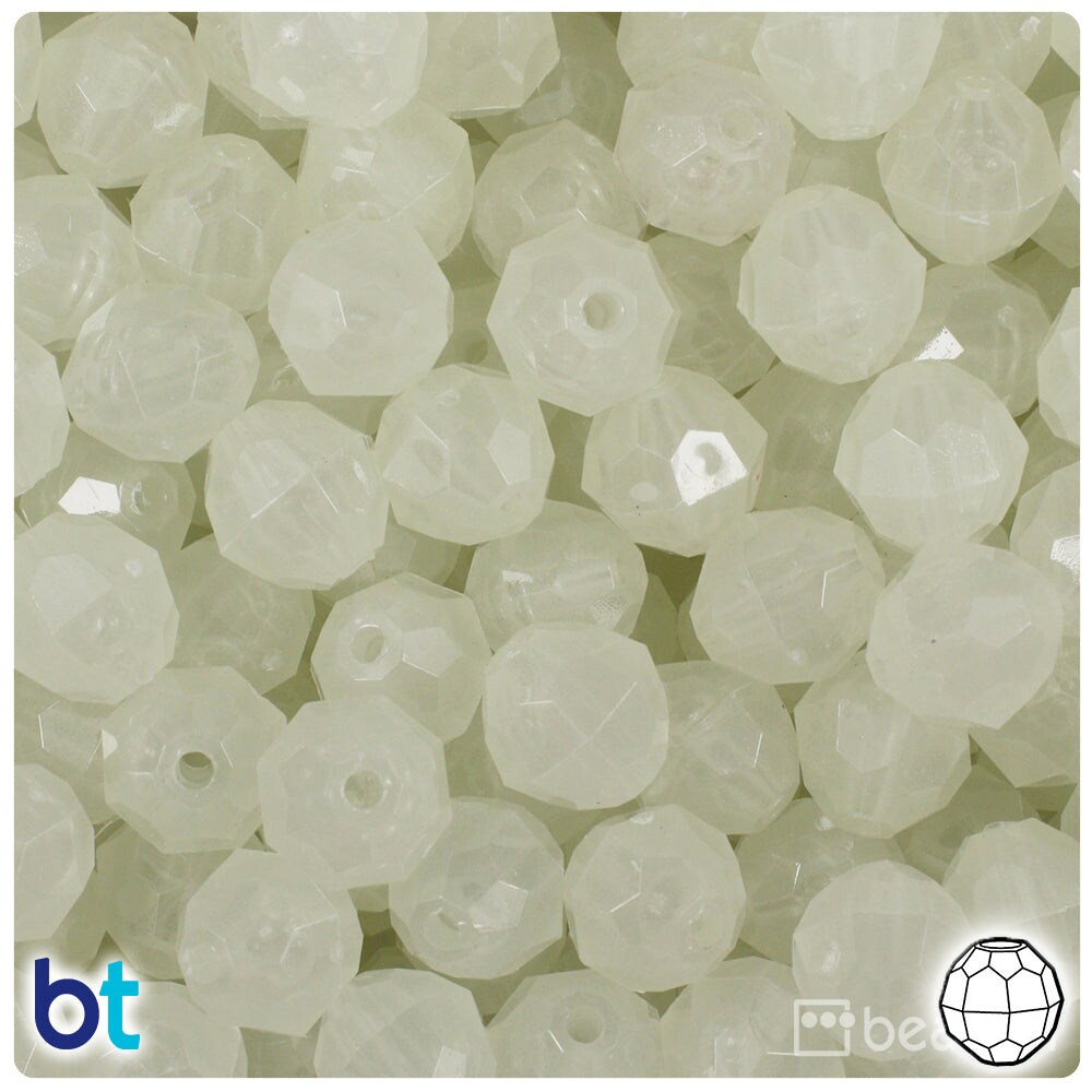 BeadTin Night Glow-in-the-Dark 12mm Faceted Round Plastic Craft Beads (180pcs)