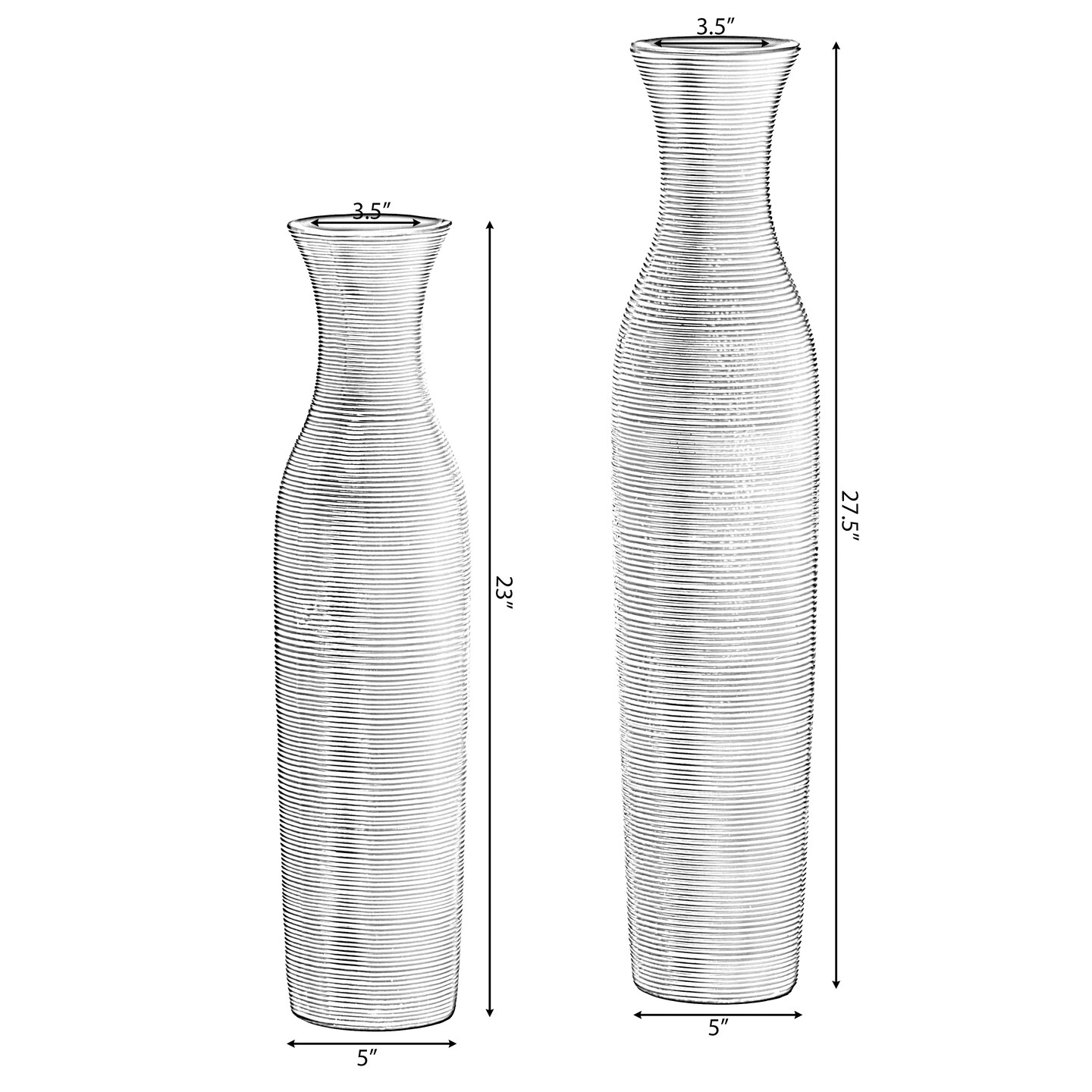Tall Decorative Modern Ribbed Trumpet Design Brown Floor Vase - Contemporary Home Decor, Stylish Accent Piece for Living Room, Dining Room, or Entryway - Statement Vase for Flowers and Greenery