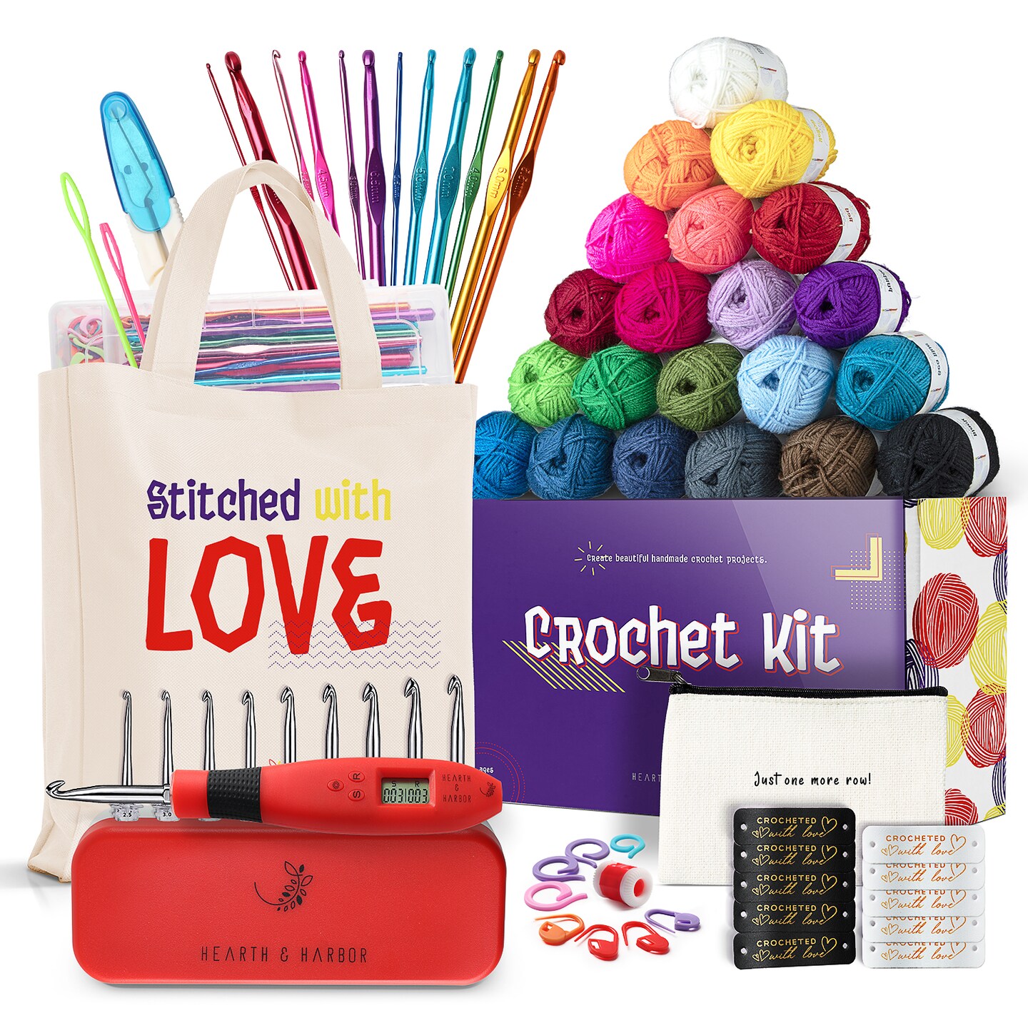 Hearth &#x26; Harbor Crochet Kit with Digital Counting Crochet Hook Set