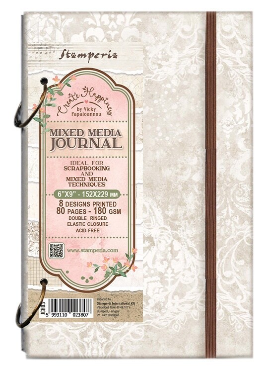 Create Happiness Ring Mixed Media Journal 6&#x22;X9&#x22;-8 Designs/80 Pages