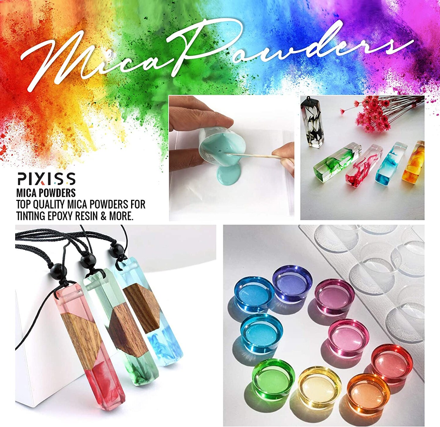 Silicone Rubber Mold Making Kit 200g/7oz, Mica Powders, Mixing Sticks, Gloves, Rubber