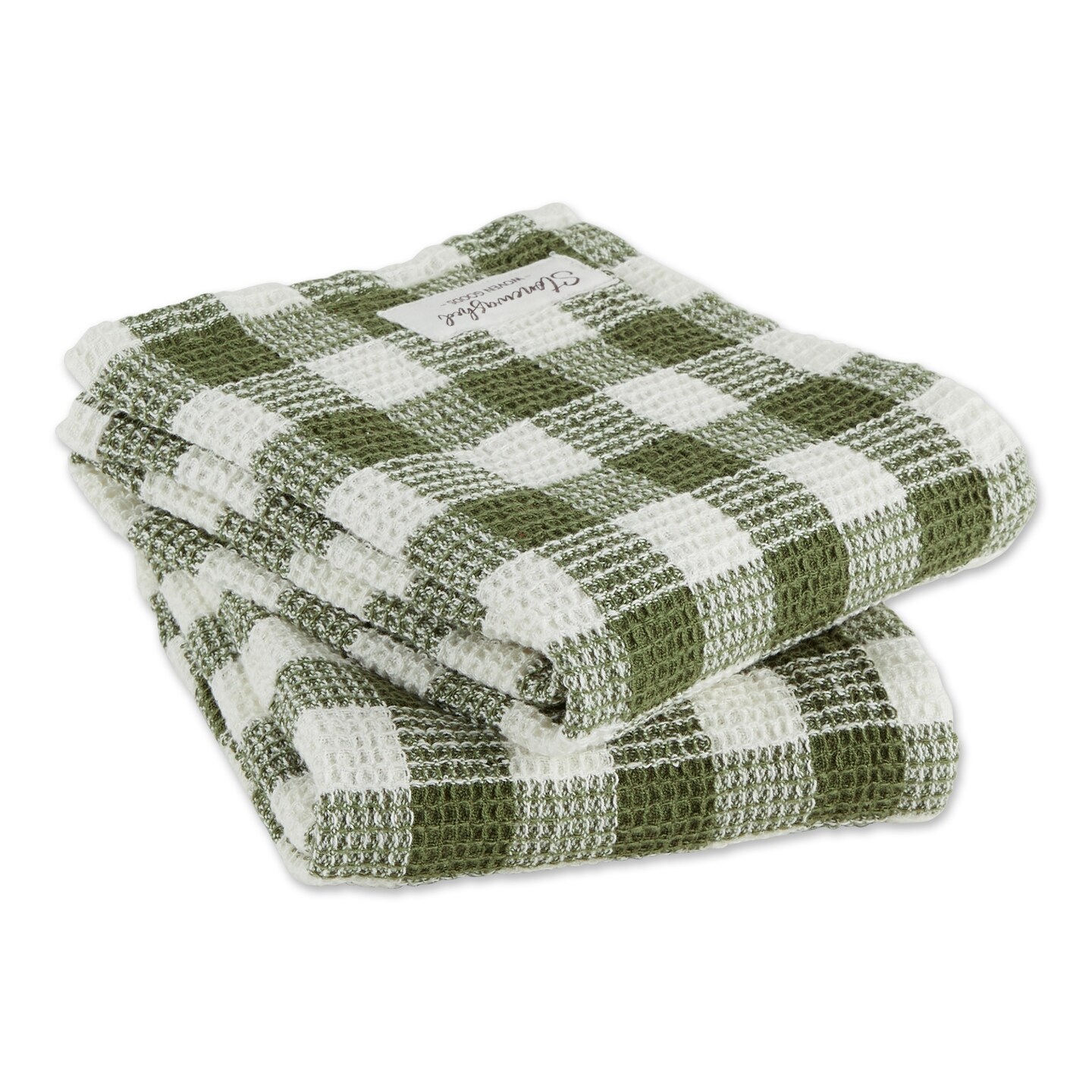 Dii Olive Checker Washed Waffle Dishtowel Set Of 2 Michaels 6152