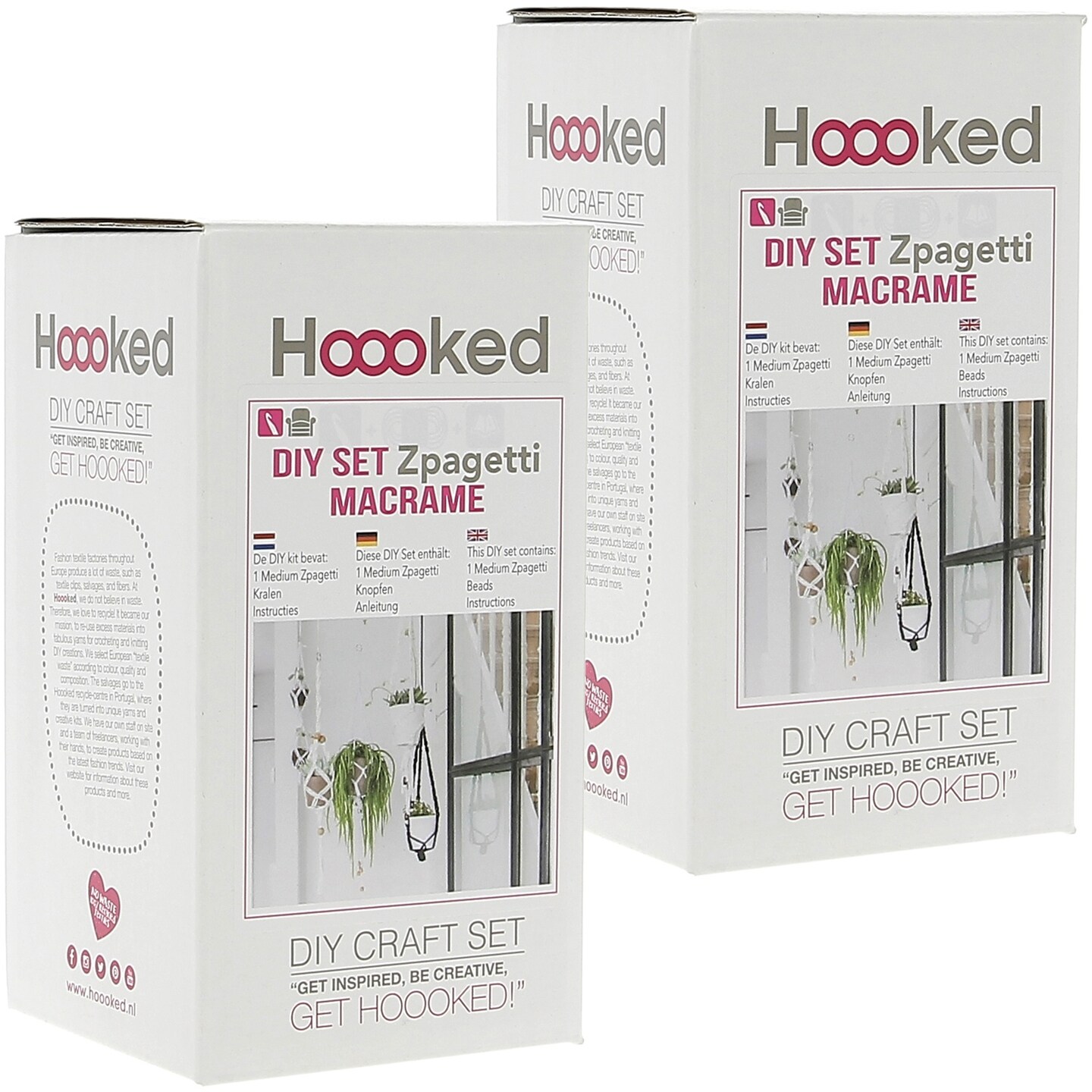 Multipack of 2 - Hoooked Macrame Hanging Basket Kit W/Zpagetti Yarn-White