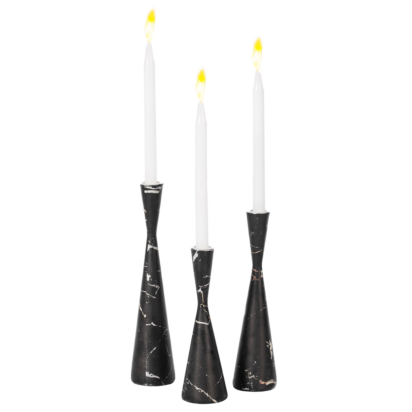 Marble Resin Candle Holders - Set of 3 Exquisite Decorative Taper Candlesticks for Luxurious Home Decor, Elegant Dining Table Centerpieces, Stylish Interior Accents, and Exclusive Event Illumination