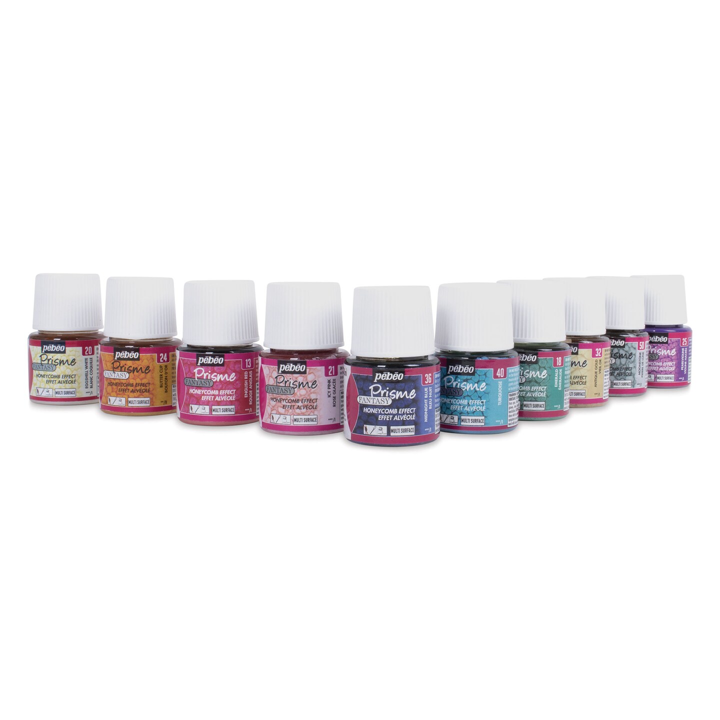 Pebeo Fantasy Prisme Paints - Opalescent Colors, 45 ml bottles, Set of 10
