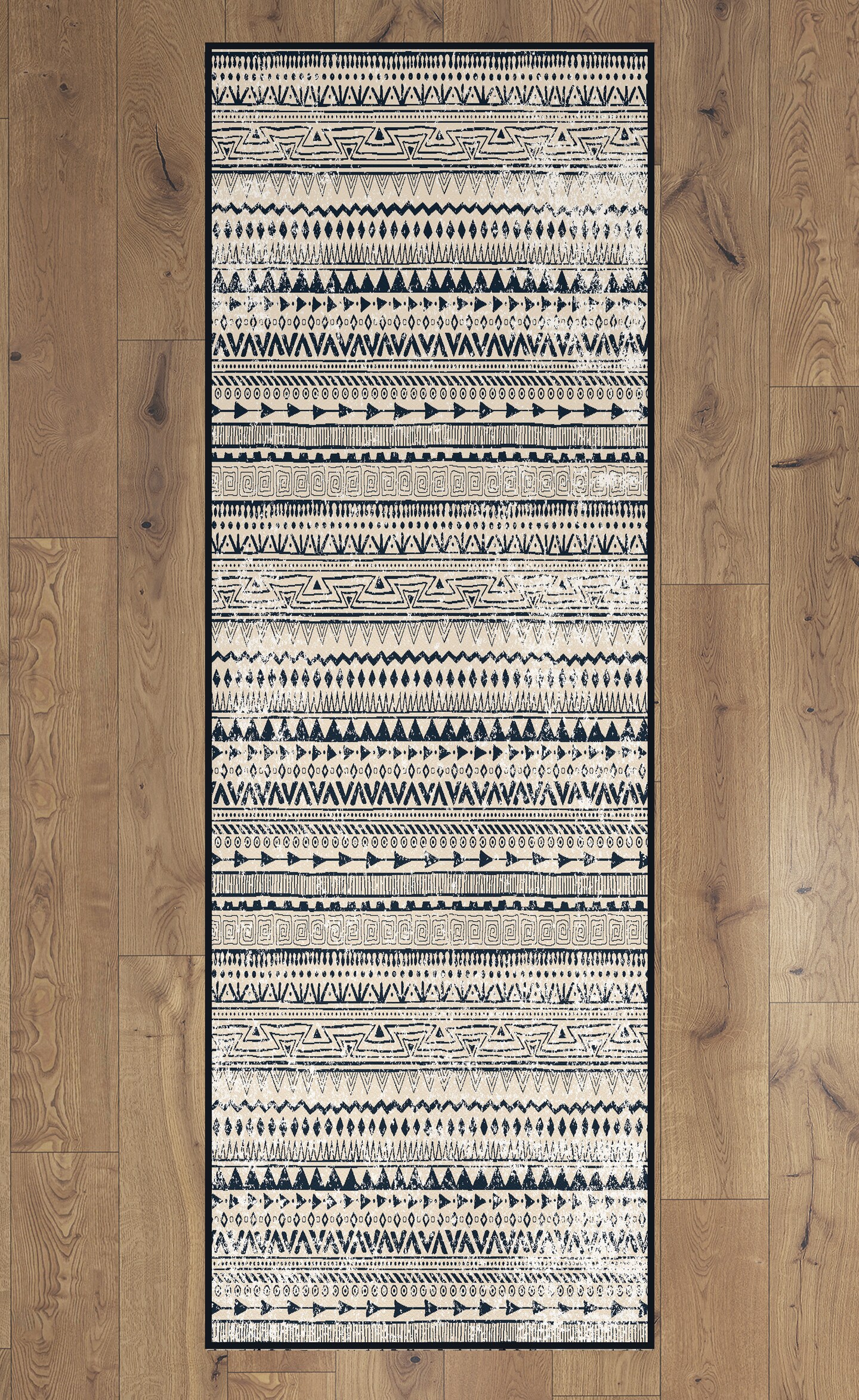Deerlux Boho Living Room Area Rug with Nonslip Backing, Bohemian Tribal Print Pattern