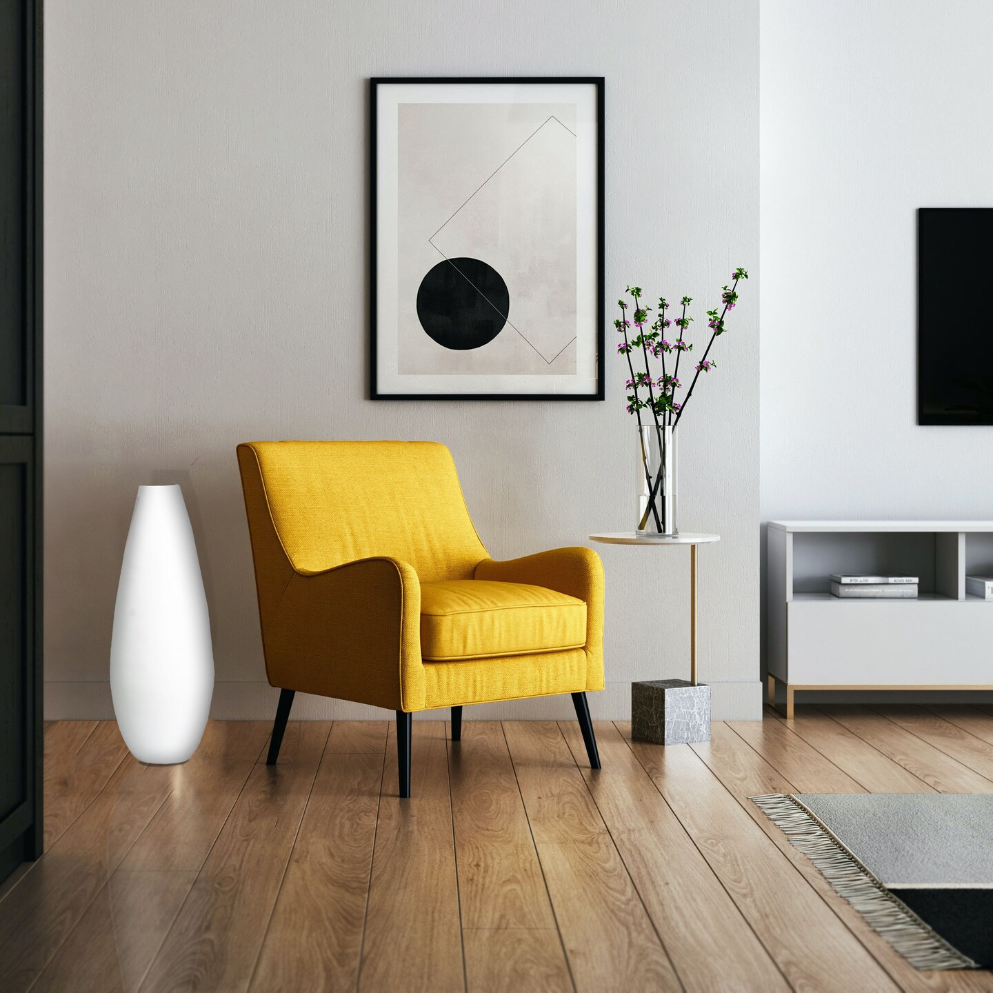 31.5&#x22; Spun Bamboo Tall Floor Vase - Sleek Metallic Finish, Elegant Home Decoration, Modern Accent Piece, Living Room Decor, Handcrafted Bamboo Art, Contemporary Interior Design, Unique Tall Vase