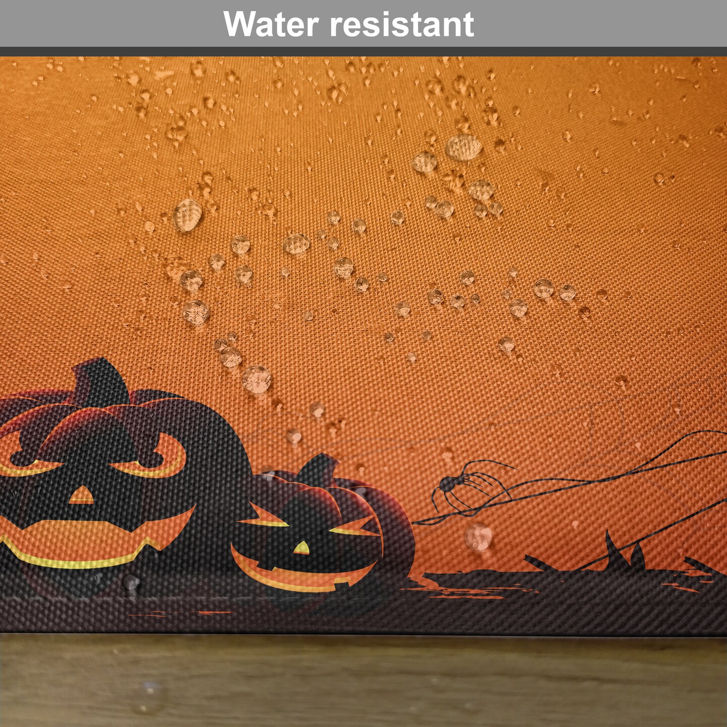 Ambesonne Halloween Place Mats Set of 4, Grunge Cartoon Jack O Lanterns Horror Time Of Year Trick Or Treat Print, Washable Fabric Placemats for Dining Table, Standard Size, Seal Brown Orange