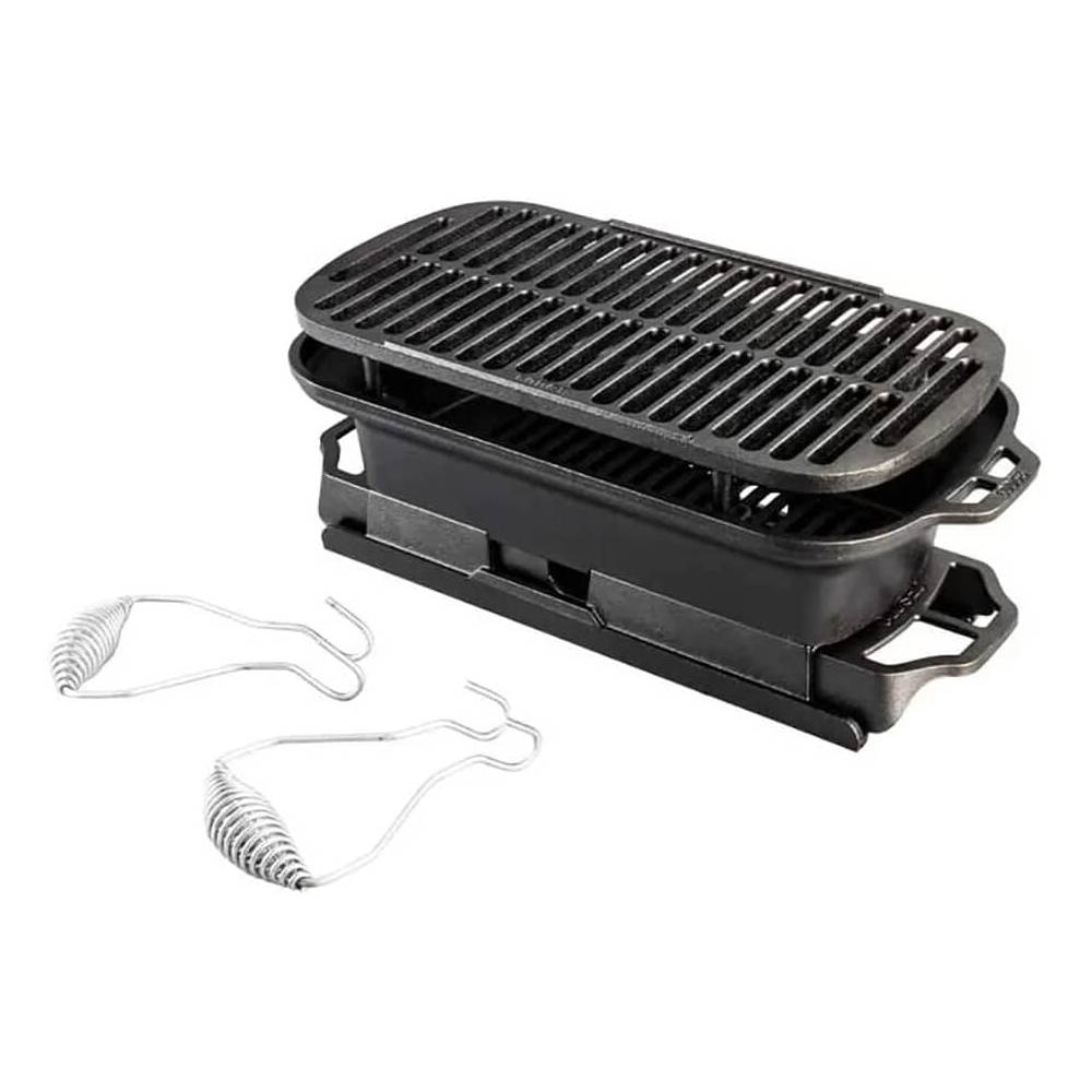 Lodge Sportsman's Pro Outdoor Grill, Portable Cast Iron Hibachi-Style, Easy Assembly and Cleanup