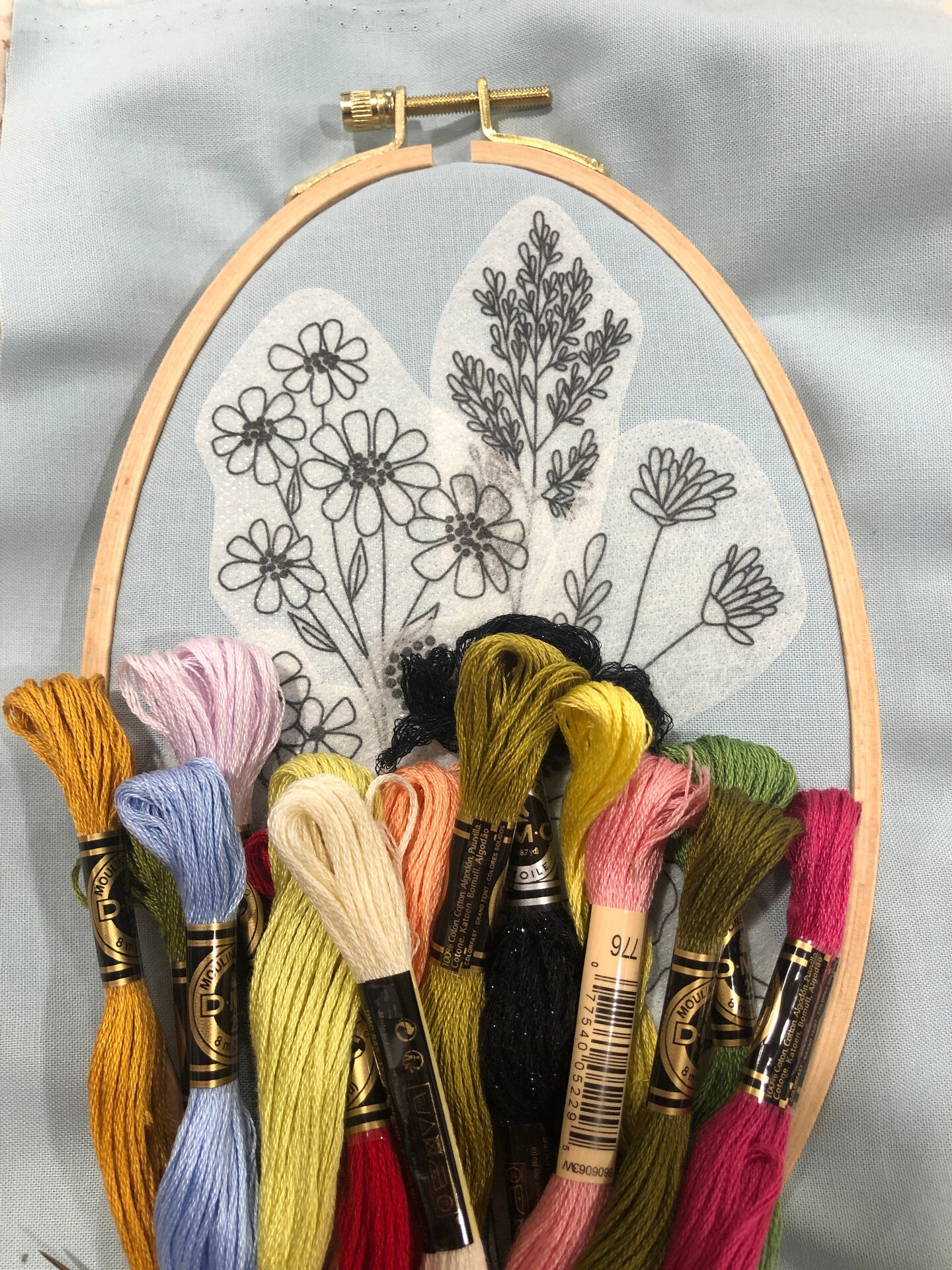 MCreativeJ Wildflower Stems - Peel Stick and Stitch Hand Embroidery Patterns