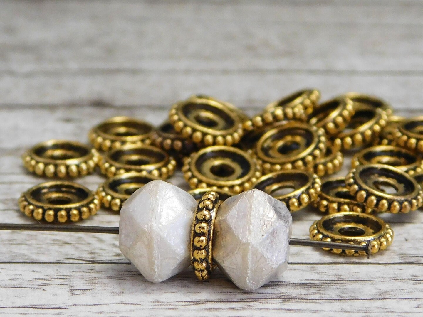 *50* 10x2mm Antique Gold Bali Style Rondelle Spacer Beads