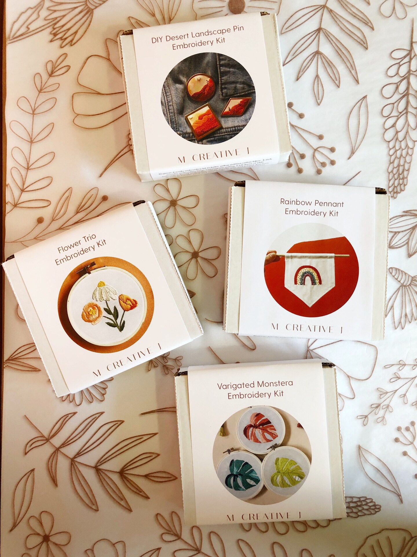 MCreativeJ Flower Trio- DIY Beginner Embroidery Craft Kit