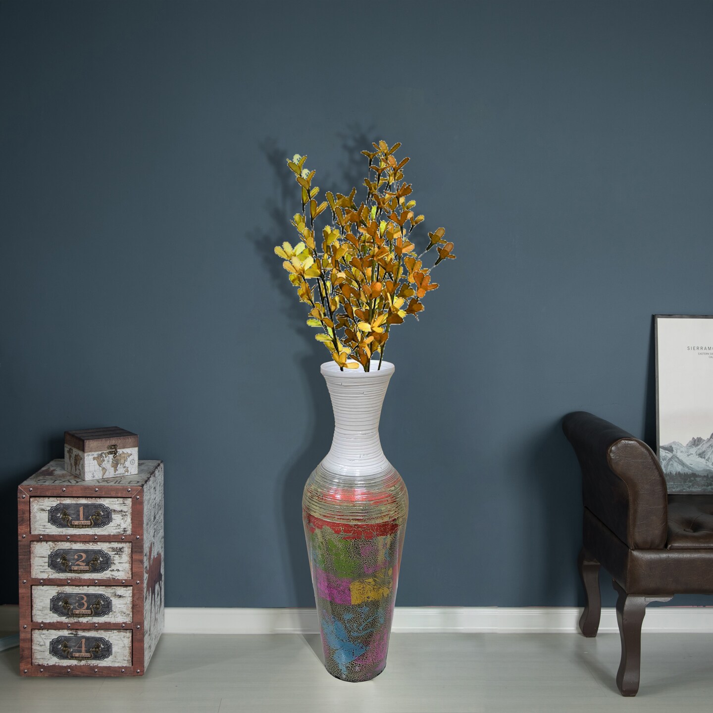 Uniquewise Tall Vases for Floor, Large Contemporary Bamboo Floor Vase for Dining, Living Room, Entryway Decoration Fill It with Dried Branches or Flowers, 29