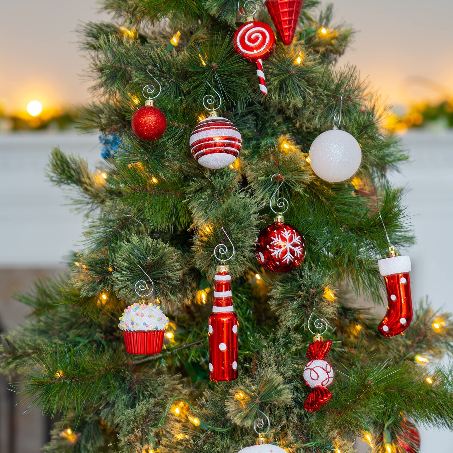 R N&#x27; D Toys Candycane Ornament Set &#x2013; Christmas Candy Cane Shatterproof Balls and Candy Hanging Ornaments for Indoor or Outdoor Christmas Tree, Holiday Party, Home D&#xE9;cor - 82 Piece Set