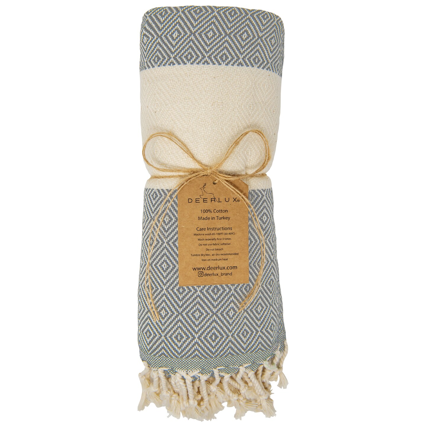 Deerlux 100% Cotton Turkish Bath Towel, 40&#x22; x 70&#x22; Diamond Peshtemal