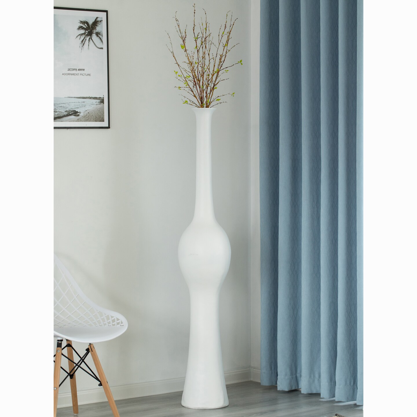 Unique Style 58.75 inch Tall Floor Vase for Entryway, Dining, or Living Room Decor, Elegant White Ceramic Tall Vase with Intricate Design, Contemporary Home Accent Piece, Modern Decorative Pottery