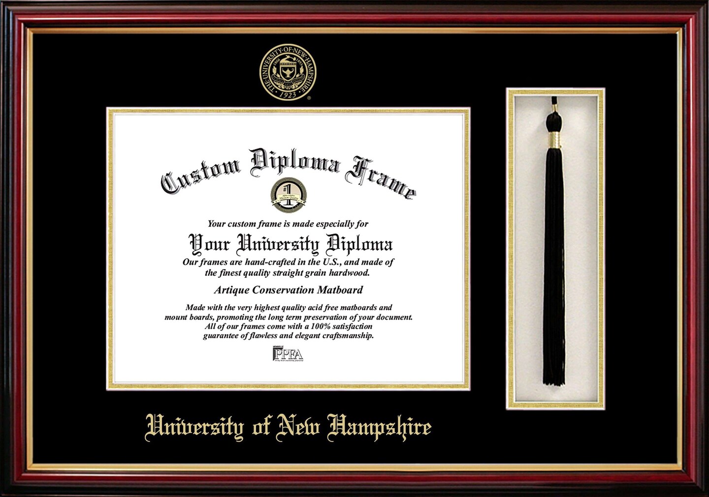 University of New Hampshire 10w x 8h Tassel Box and Diploma Frame