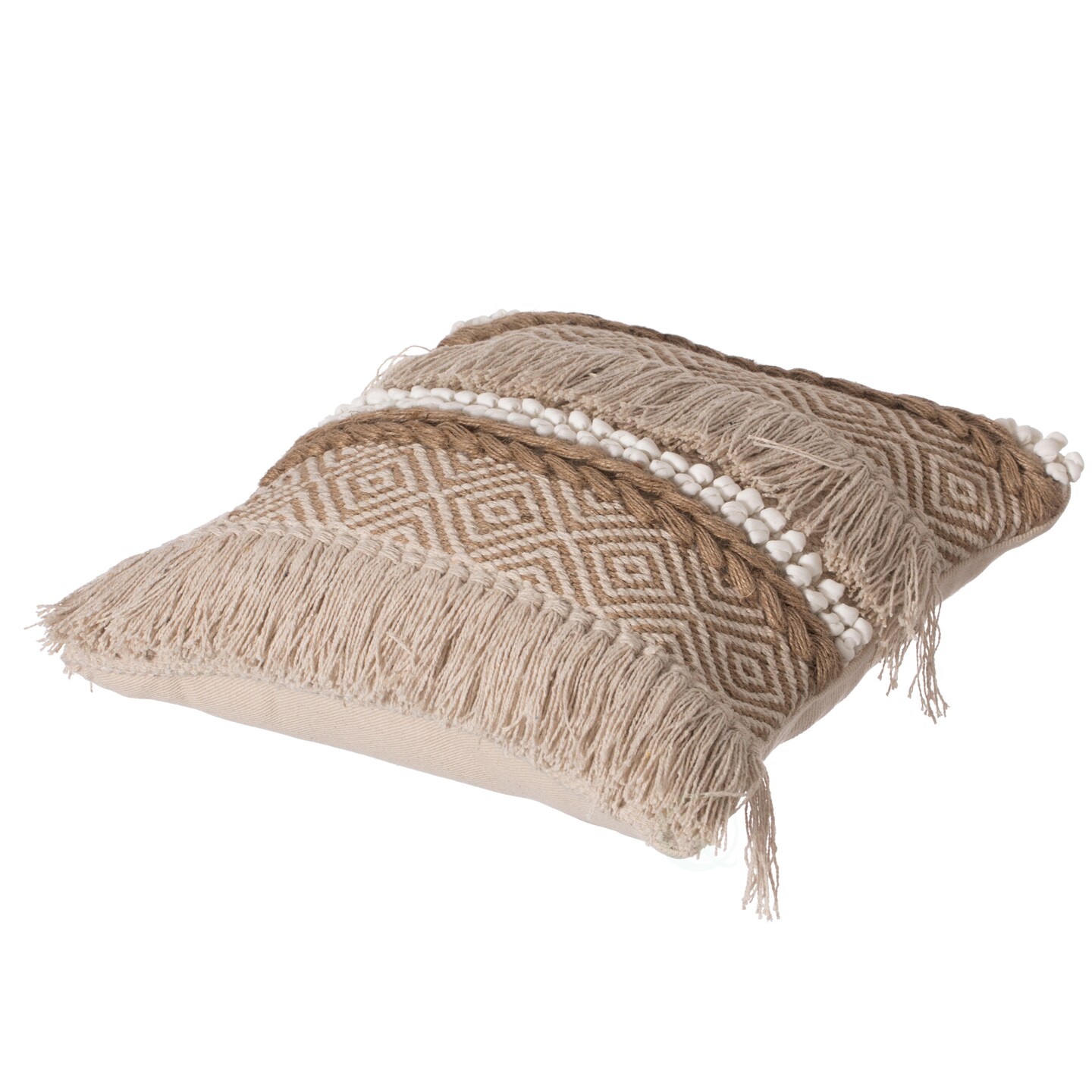 16&#x22; Decorative Handwoven Cotton Throw Pillow Cover with Embossed Dots