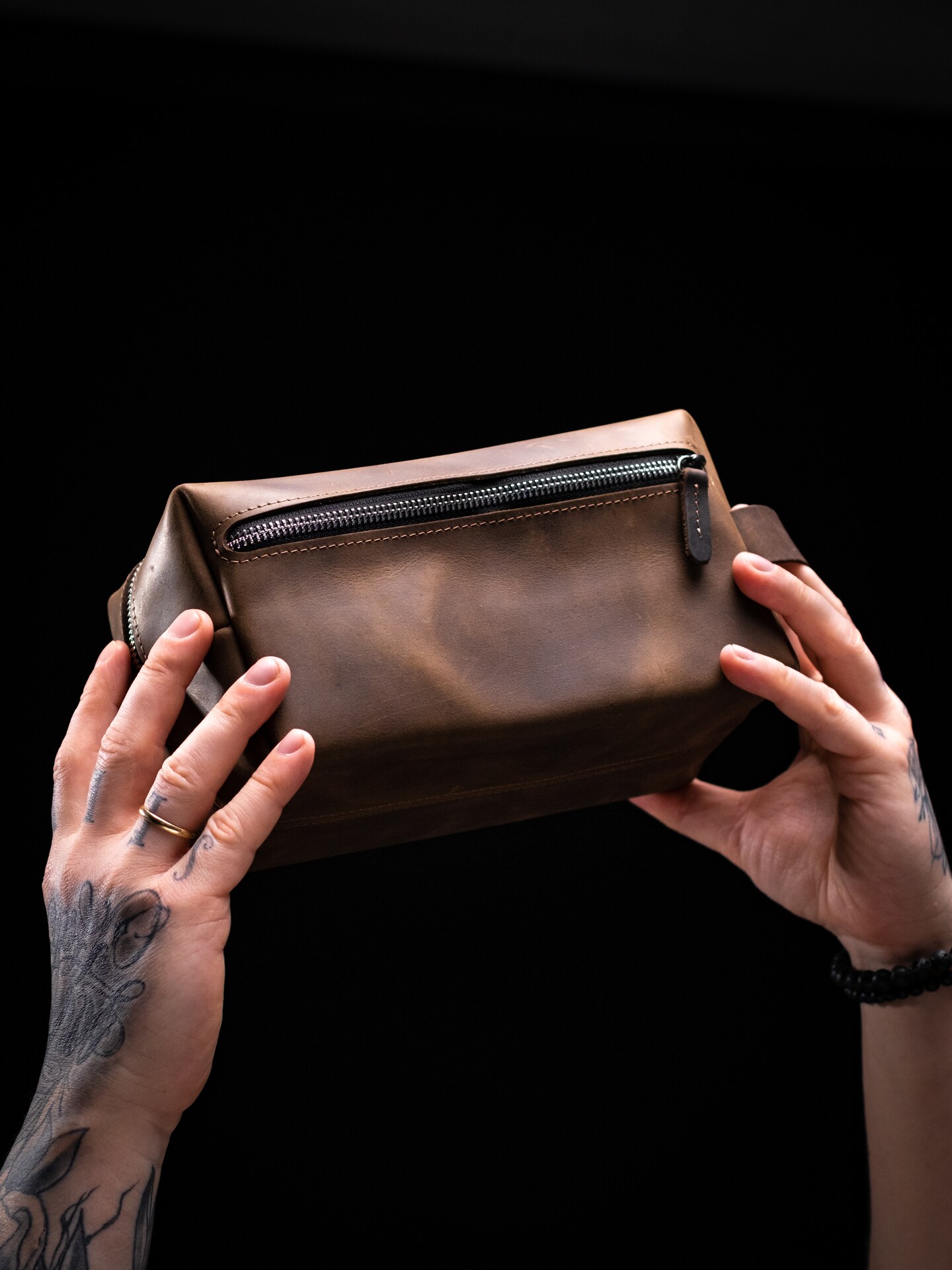 Toiletry Bag, Leather Dopp Kit, Mens Travel Kit, Cosmetic Bag for Men, Christmas Gift For Him