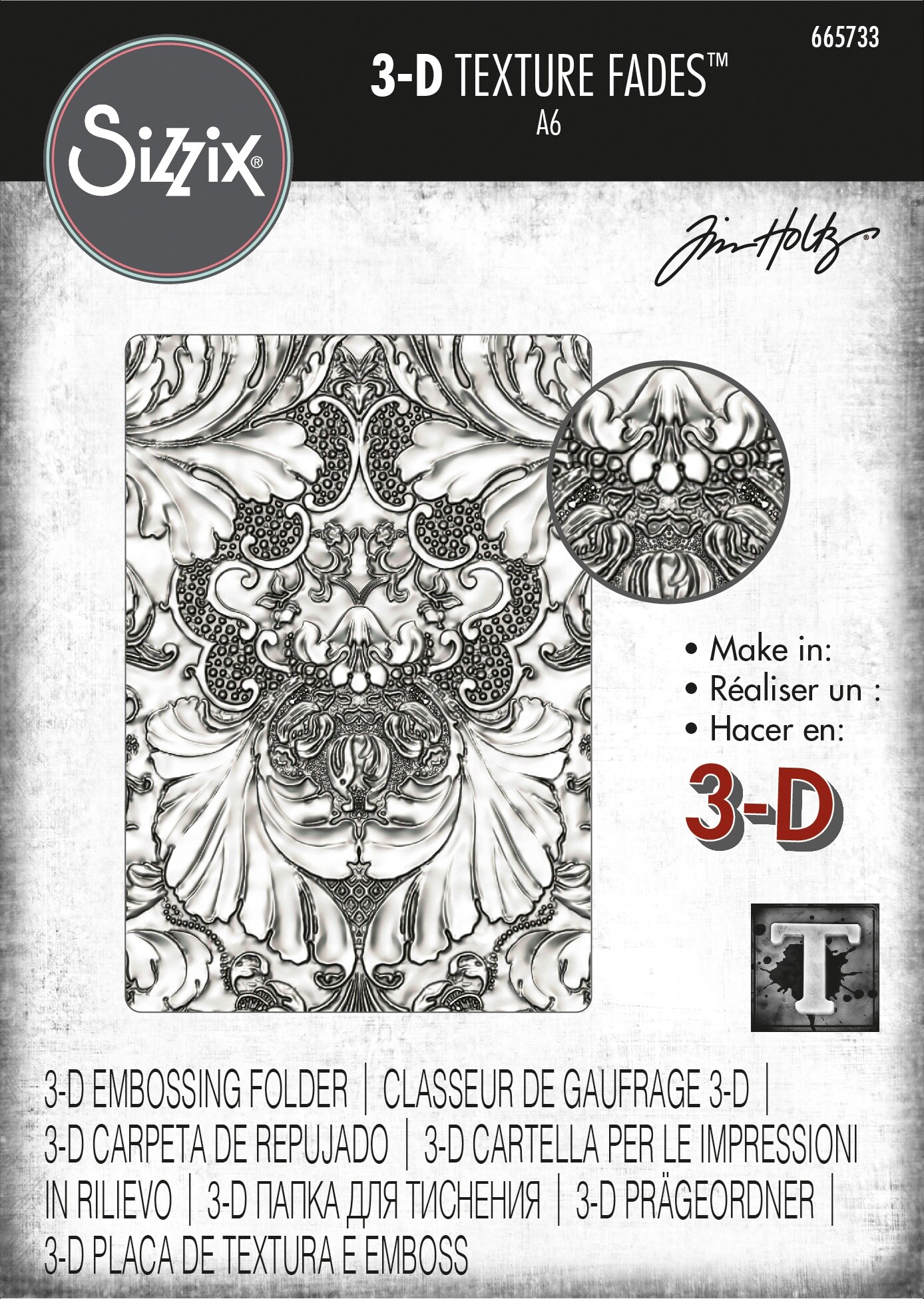 Sizzix 3D Texture Fades Embossing Folder By Tim Holtz-Damask | Michaels