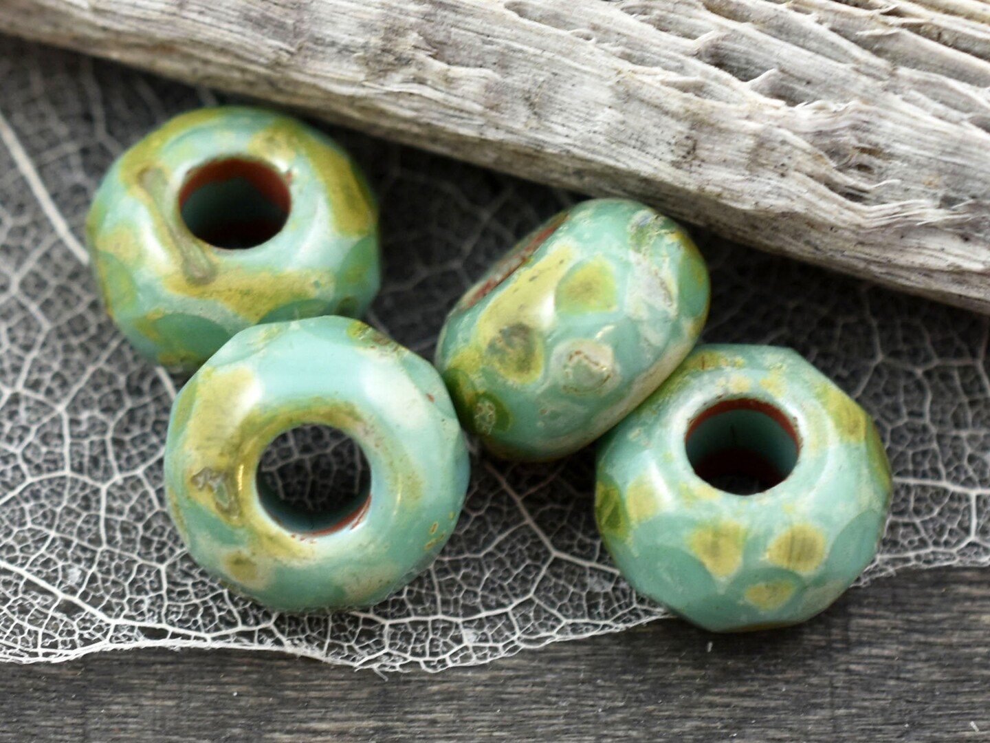 25* 5x8mm Green Turquoise Picasso Faceted Large Hole Rondelle Roller – The  Bead Obsession