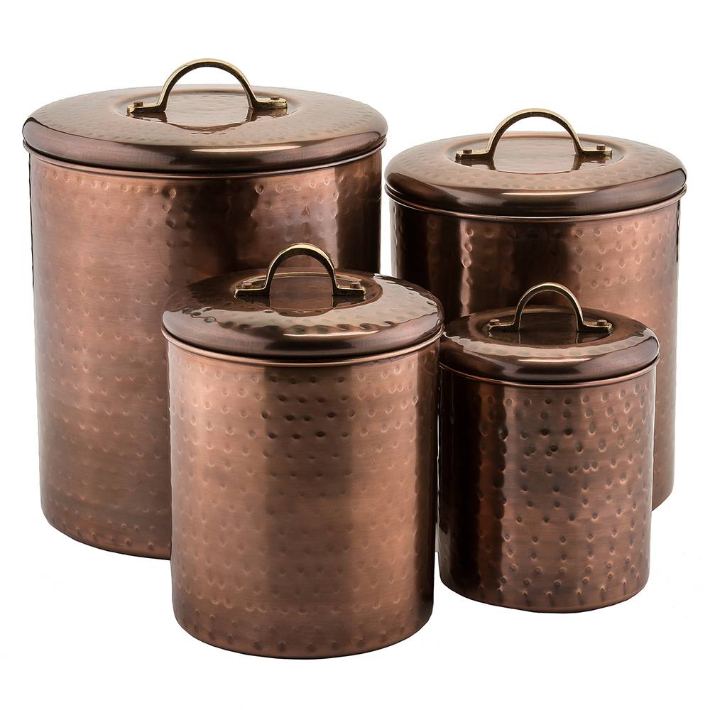 Old Dutch International Vintage Hammered Copper Canister Set 4 Piece Set