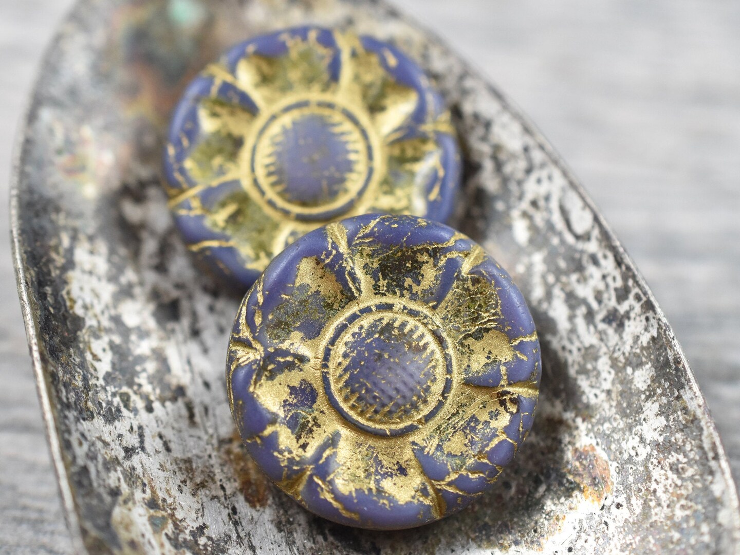 *2* 22mm Gold Washed Matte Purple Hawaiian Flower Beads Michaels