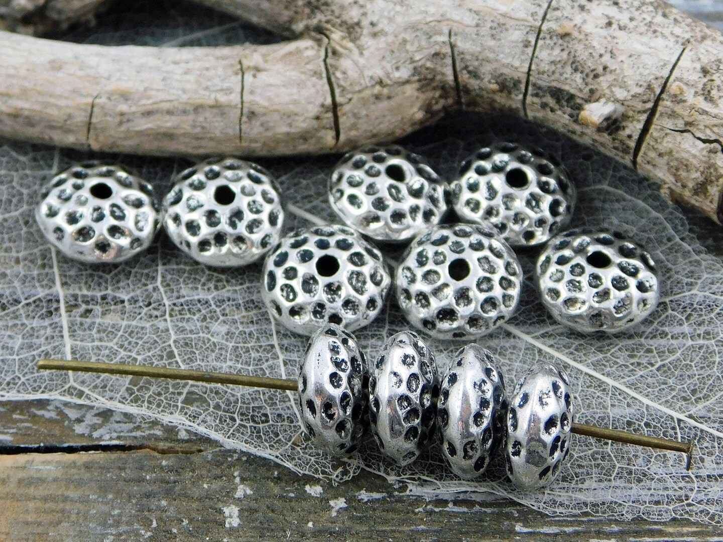 Pewter Beads - Spacer Beads - Rondelle Spacer - Metal Beads - Metal Spacers  - Silver Spacers - 5x10mm - 10pcs - (B701)