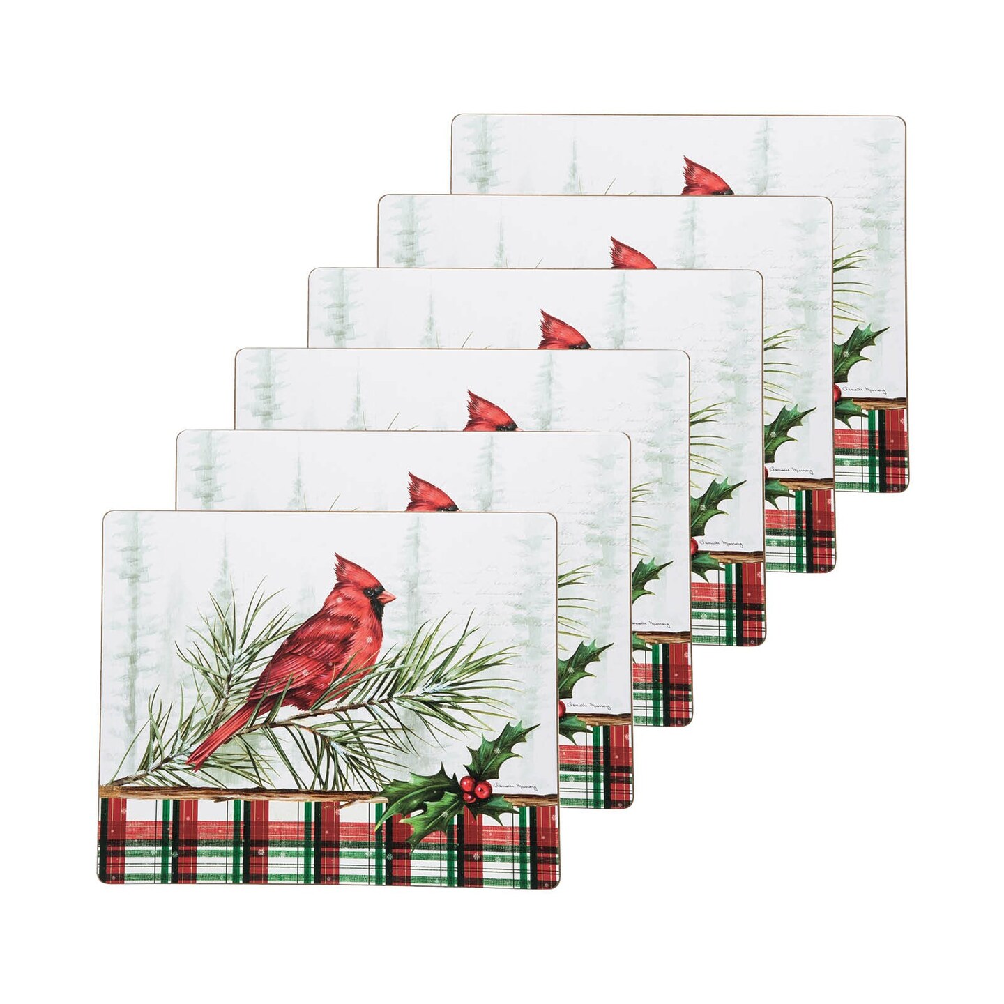 Woodland Cardinal Hardboard Placemat, Set of 6