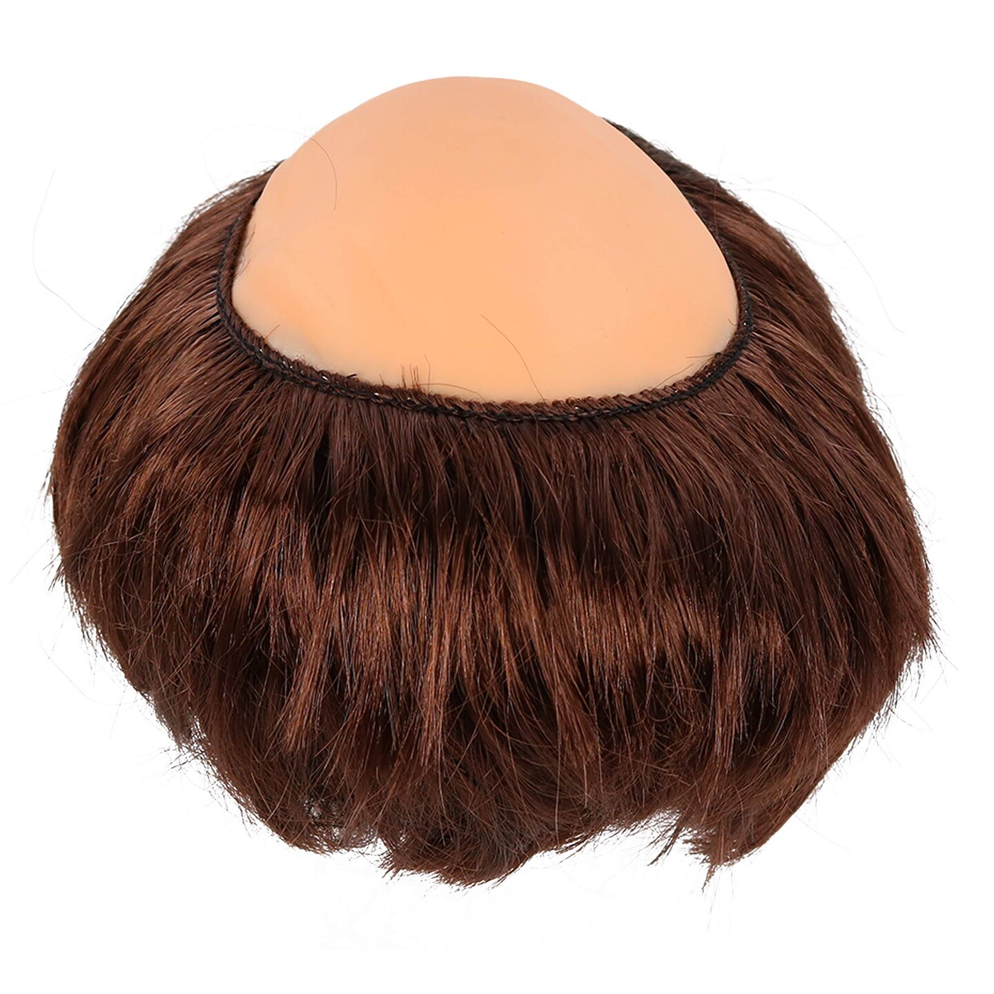 Monk Wig with Tonsure - Bald Cap Wig with Brown Friar Hair Cut Costume ...