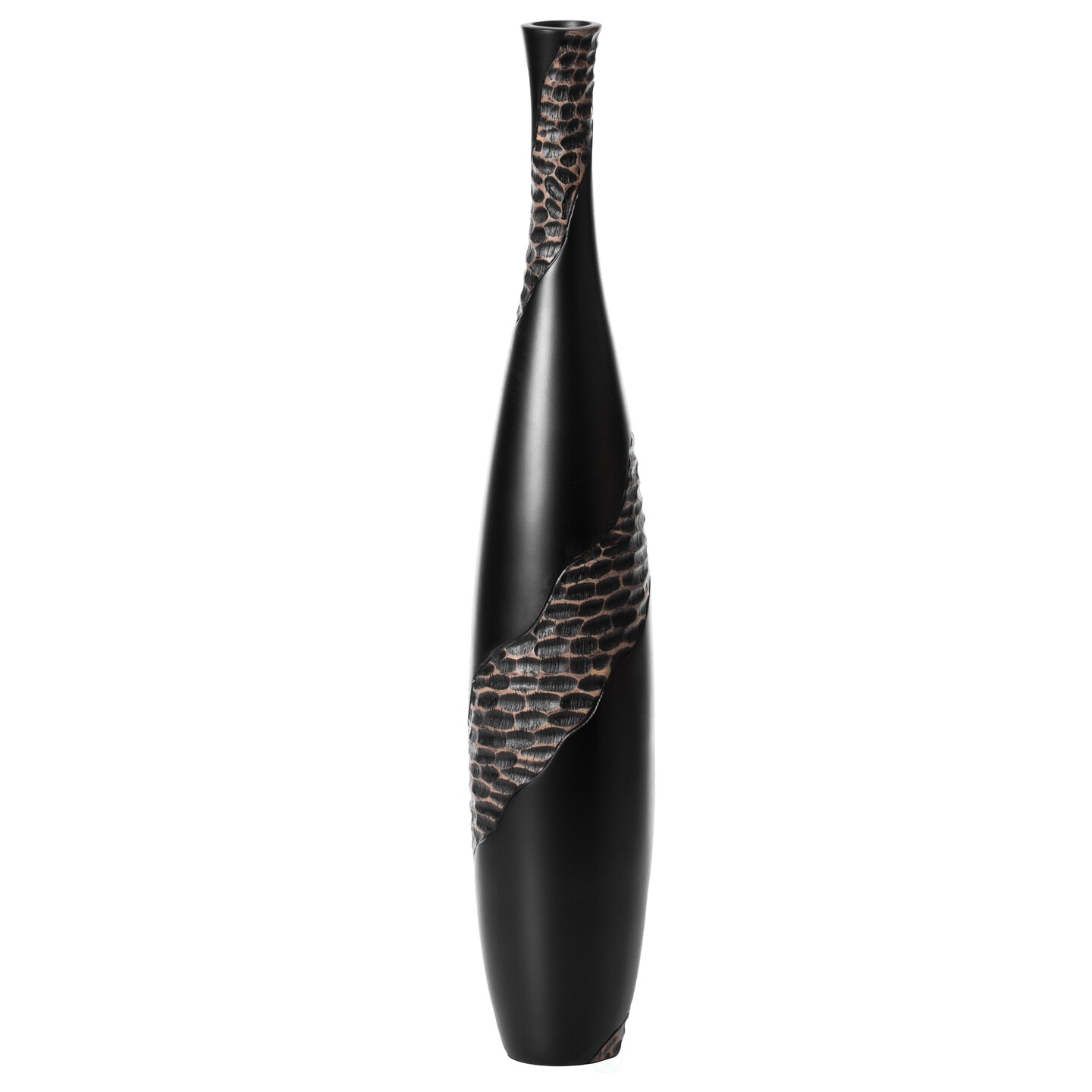 Contemporary Bottle Shape Decorative Floor Vase, Brown with Cobbled Stone Pattern