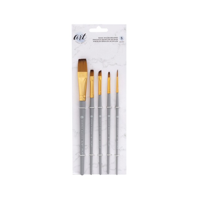 PAINT BRUSHES - AC - ART SUPPLY BASICS - BASIC - NYLON BRISTLES (5 PIECE) 354840