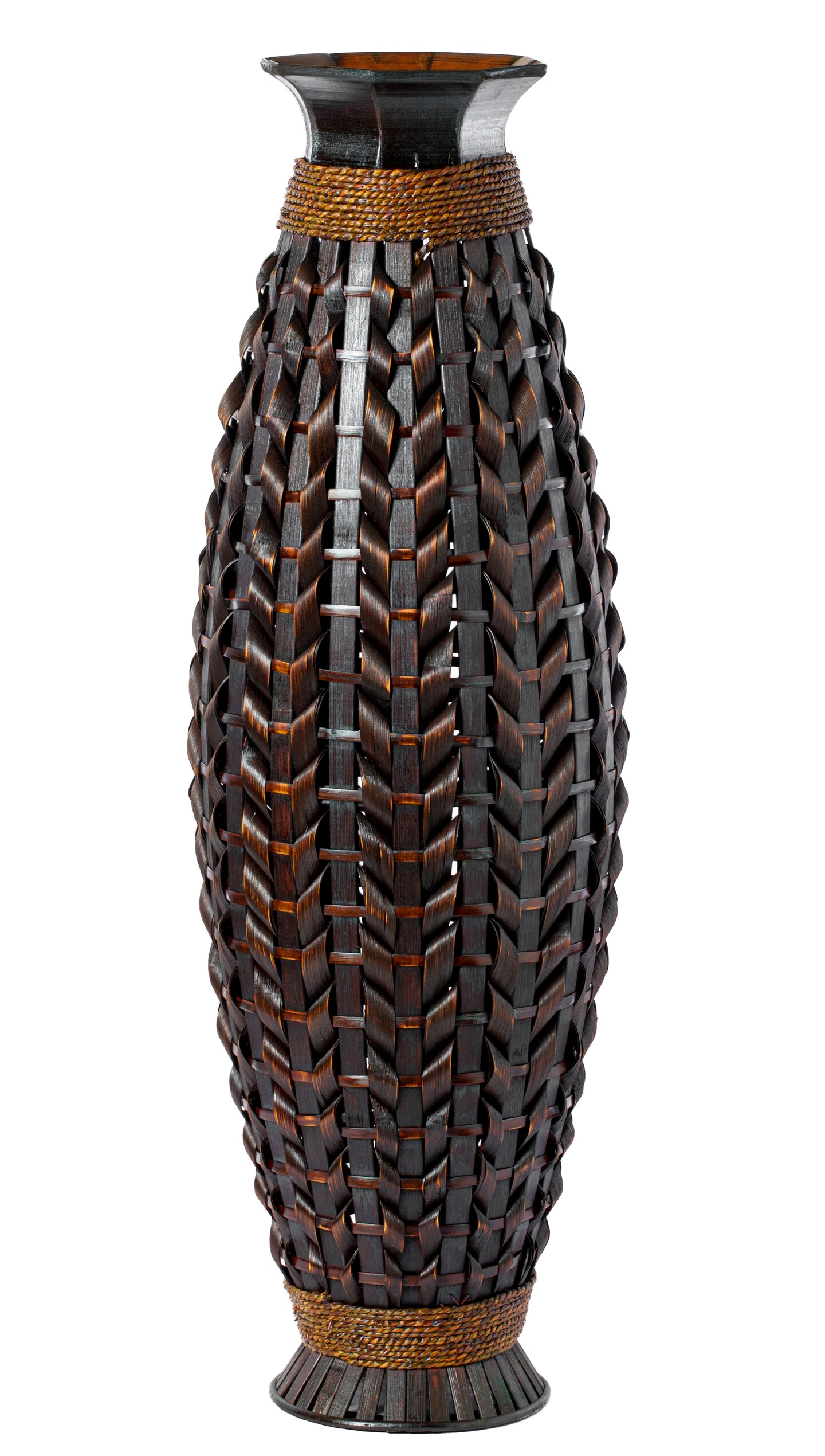 39-Inch-Tall Bamboo Floor Standing Vase with Wicker Woven Design - Handcrafted Bamboo Vase - Indoor Decor Accent Piece - Large Floor Vase for Living Room, Entryway, or Bedroom, Home or Office D&#xE9;cor